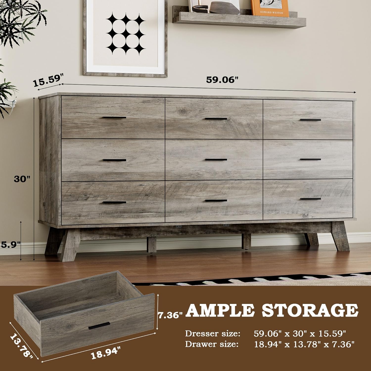 Dresser dimensions including overall size and individual drawer size