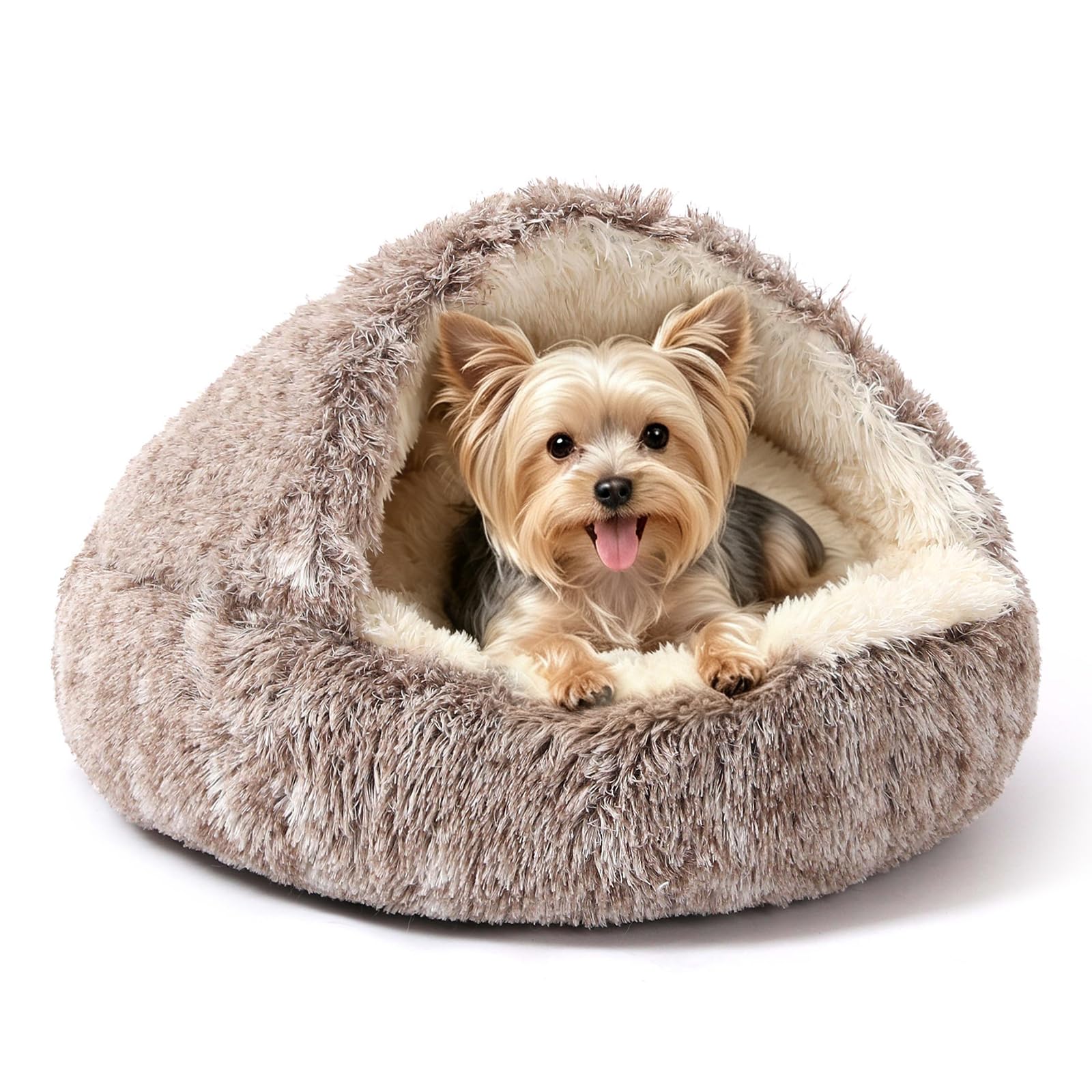 NOYAL Hooded Donut Bed, Calming Cave for Cats &amp; Small Dogs