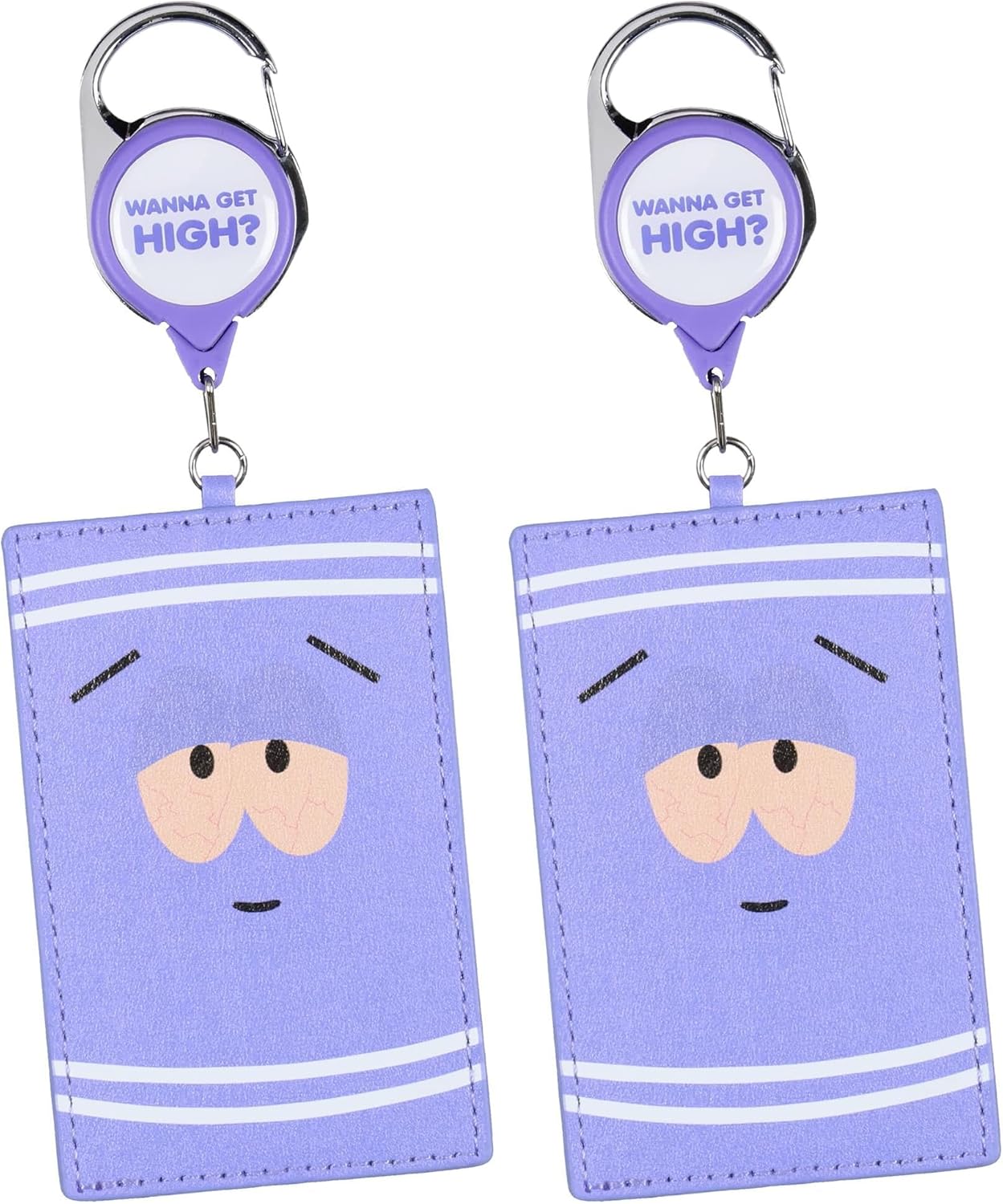 South Park Towelie Wanna Get High Retractable Reel ID Badge Holder Keychain with Lobster Claw Clasp (Pack of 2)