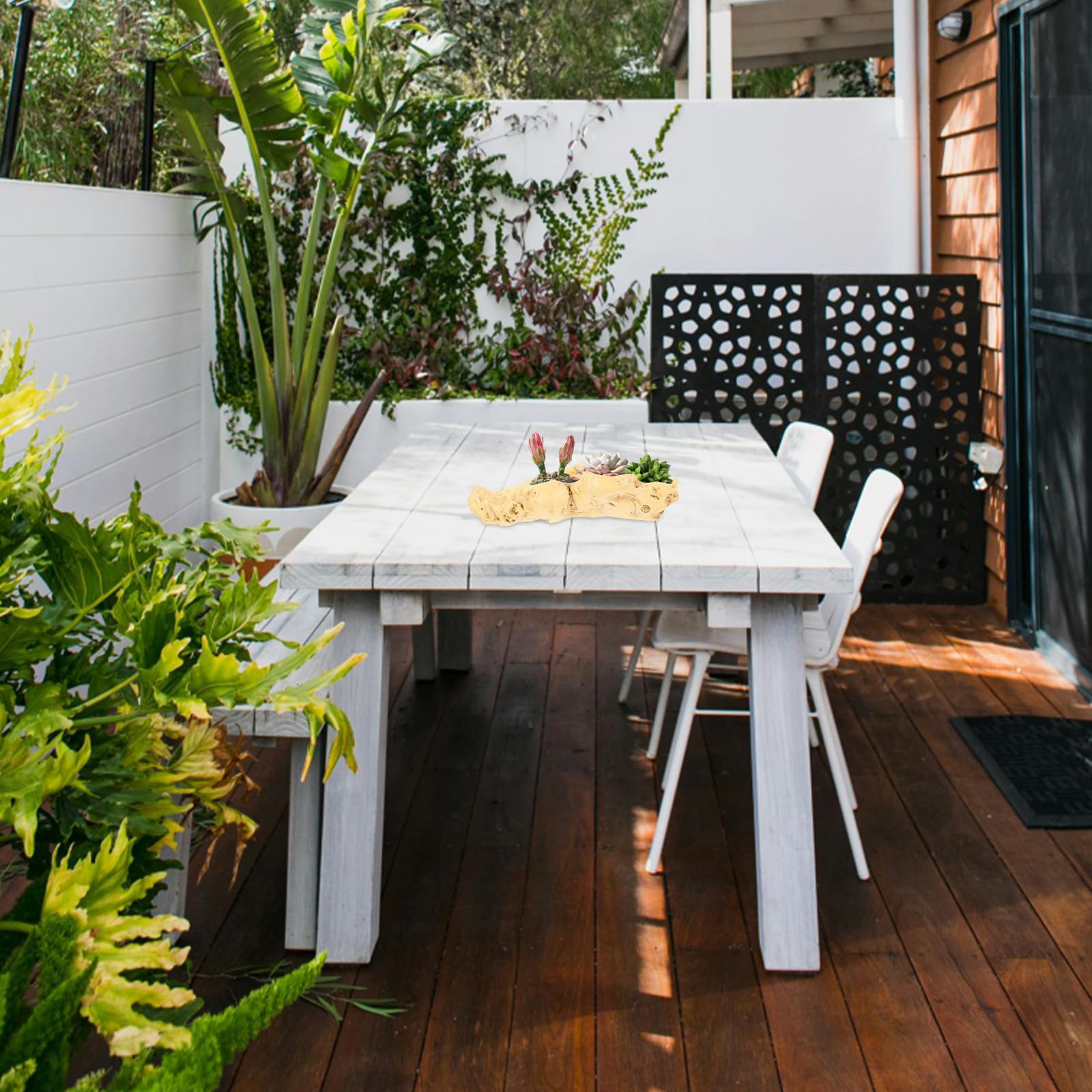 KICHOUSE Vaso in Resina Marrone Stile Radice D'albero per Piante Grasse e Piccoli Fiori, Decorazione da Giardino Fatta a Mano per Balcone e Regalo