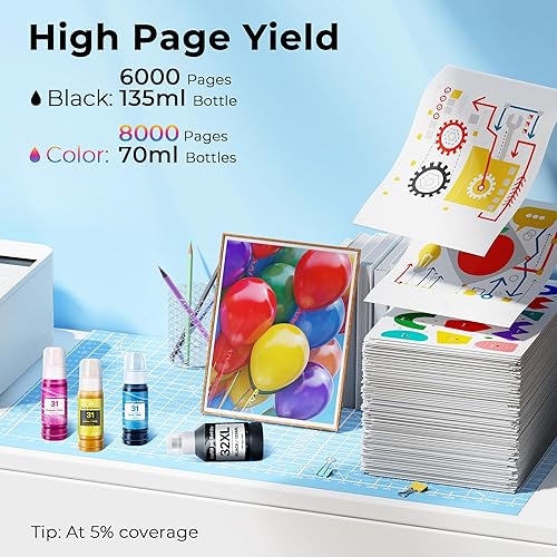 Miniatura 3 de Juego de botellas de tinta de repuesto 31 32XL (paquete de 4) para HP 32XL 31 botellas de tinta compatibles con HP Smart Tank 5000 7301 7001 7602