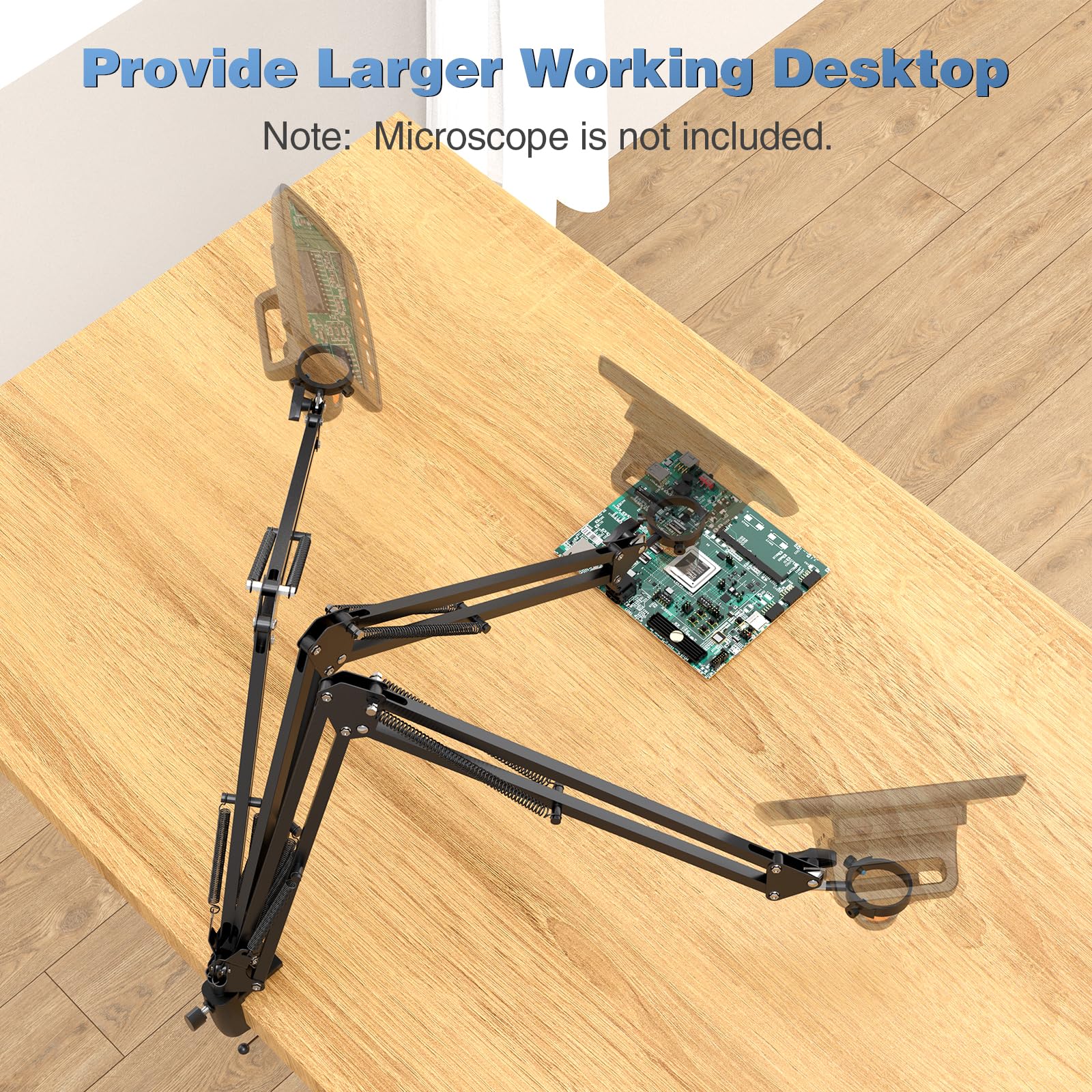 Hayve Supporto a braccio per microscopio, staffa in metallo regolabile con morsetto e base di passacavo, supporto per microscopio a moneta, compatibile con i modelli DM4 DM9 MS2 MS1 MS3 e la maggior