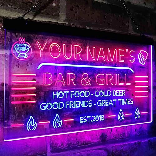 Miniatura 3 de ADVPRO Letrero de neón LED de doble color para bar y parrilla personalizado con tu nombre, color azul y rojo, 12 x 8.5 pulgadas st6s32-u1-tm-br