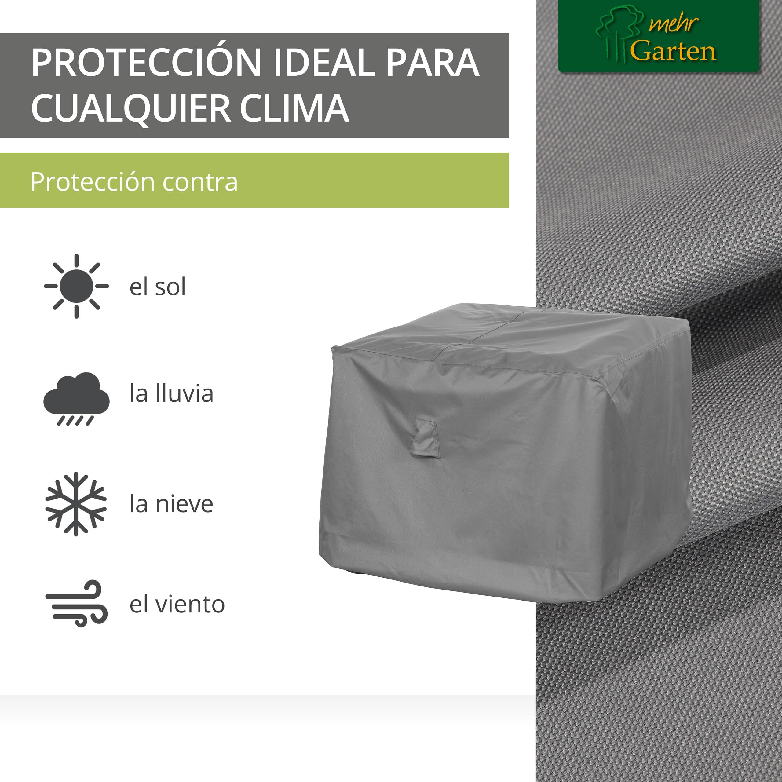 Funda protectora para tumbona de jardín | 85 x 85 x 80 cm | Poliéster tejido Oxford 600D, color: gris