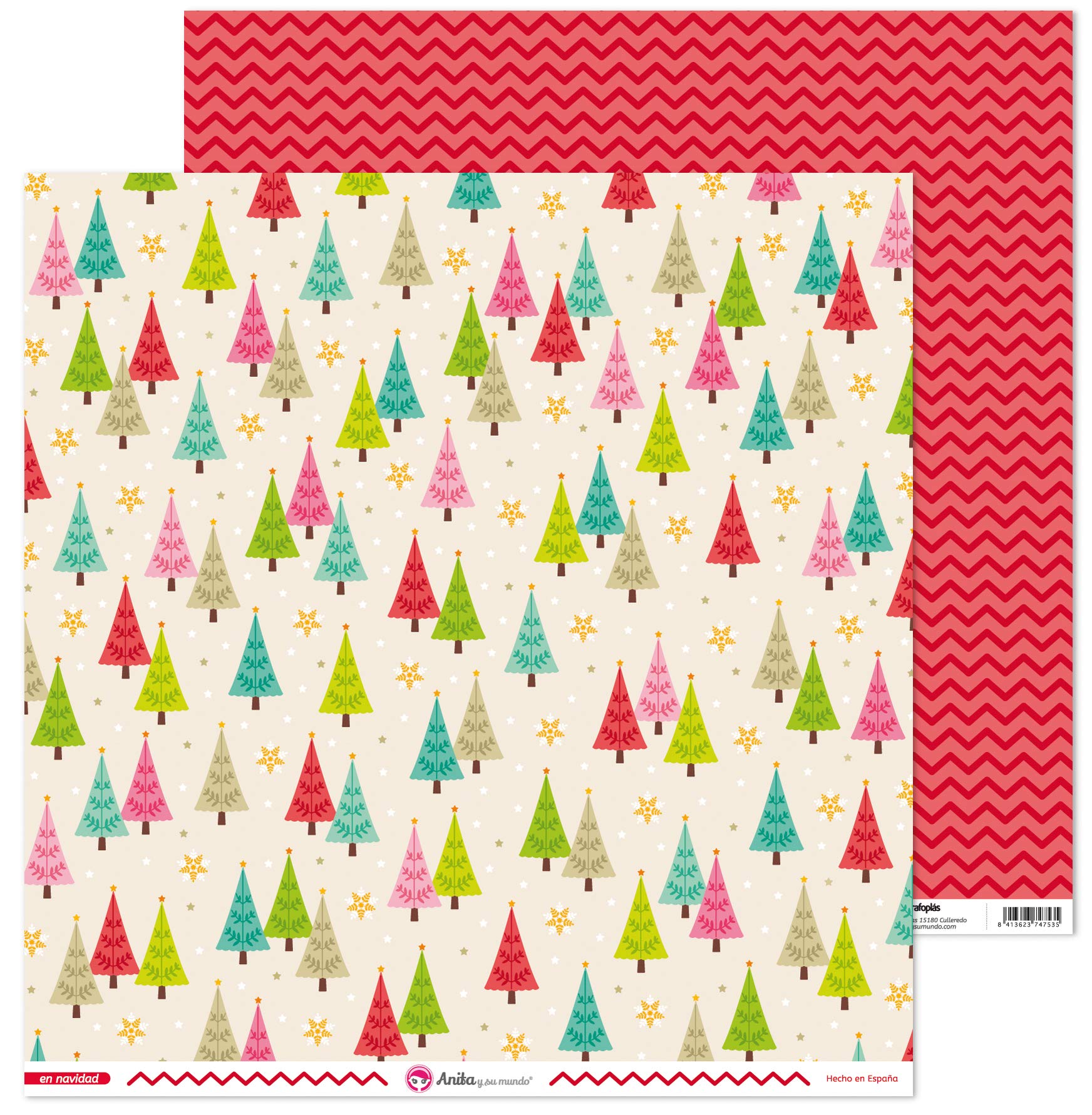 Anita y Su Mundo 37018666 Colección En Navidad Christmas Tree Scrapbooking Paper, 30.5 x 30.5 cm