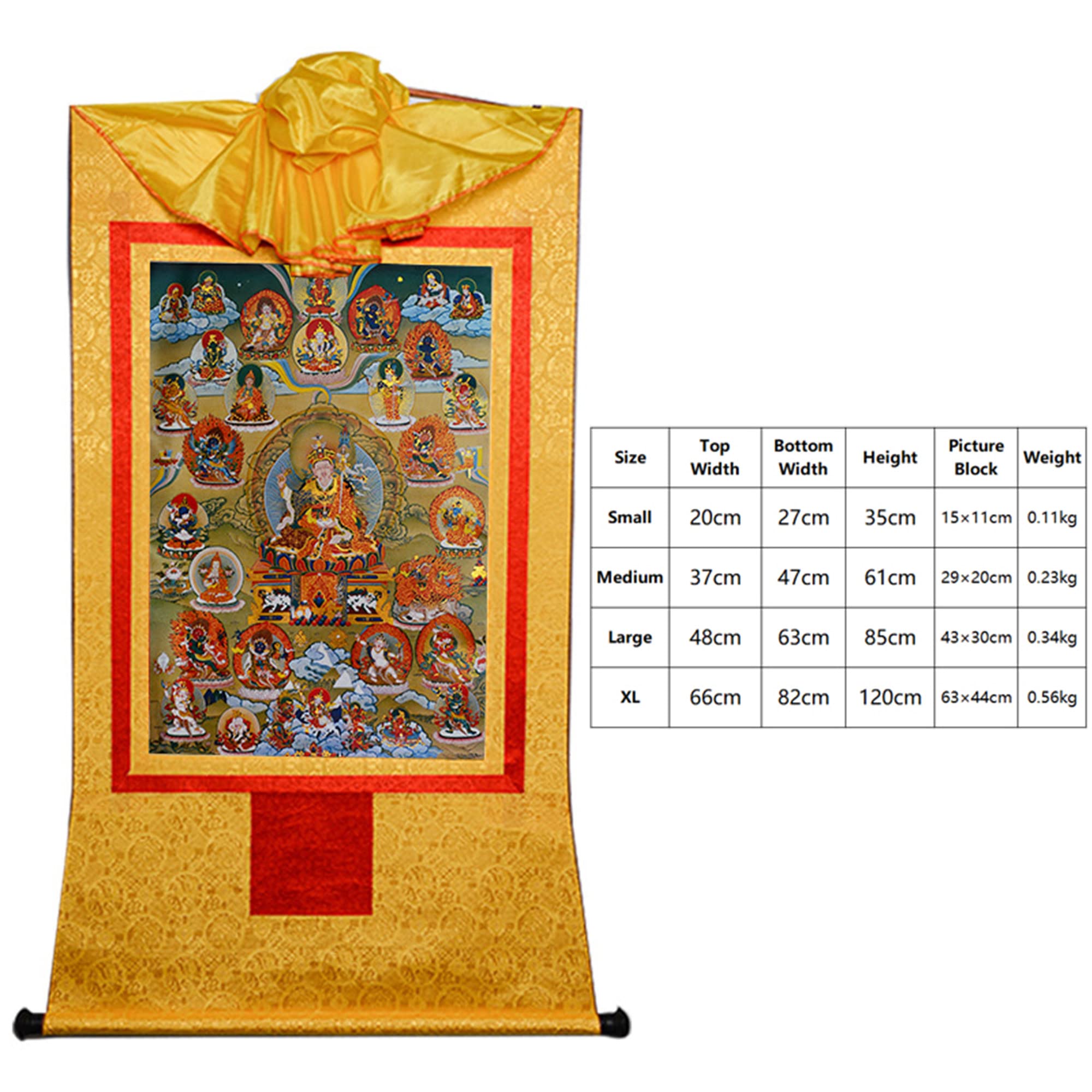 Gandhanra Thangka Tibetische Wandbehang,Guru Rinpoche und Nyingma schulten Dharmapalas Thangka,Heißgeprägter Buddha Wandteppich für Zen Wohnkultur, Meditation, Spirituelle Entspannung und Ruhe