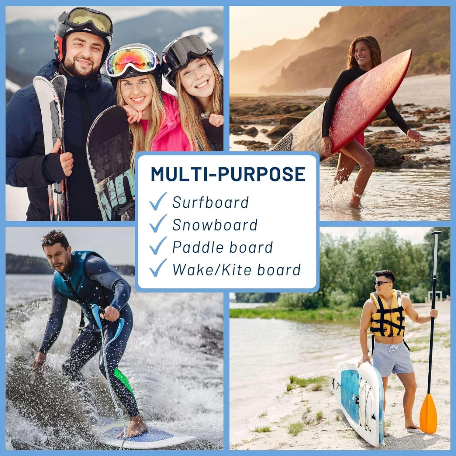 Hang 11 Vertical Surfboard Rack - Surf Racks for Wall, Sustainable Hardwood Surf Board Holder with Rubber Mat, Surfboard Wall Mount, Paddle Board & SUP Garage Storage (5 arms / 4-5 boards) - Image 7