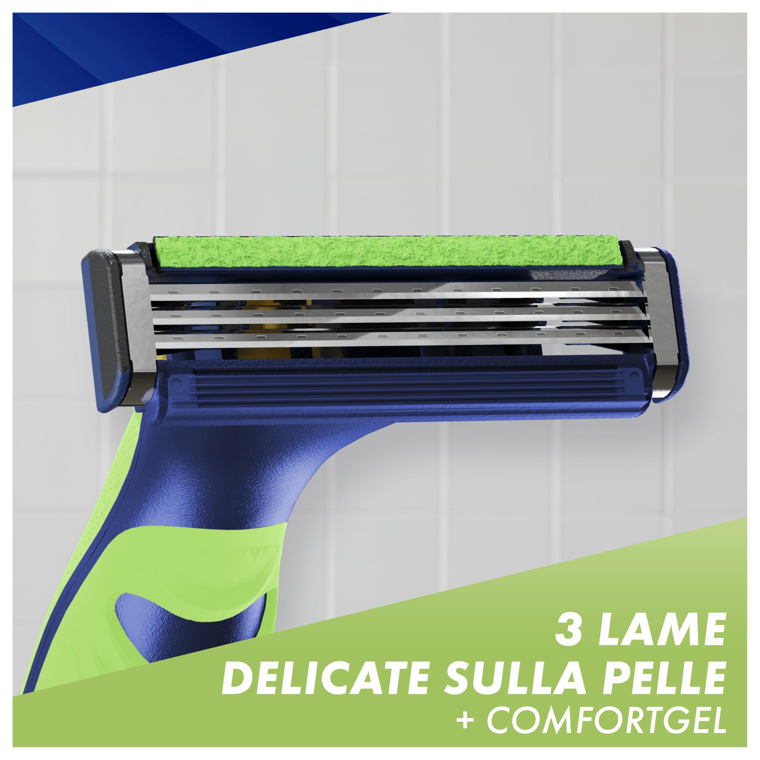 Gillette Sensor 3+ Sensitive Rasoio Da Uomo Con Testina Oscillante A 40° E 3 Lame Delicate Sulla Pelle, 1 Manico Ergonomico + 9 Lamette Di Ricambio