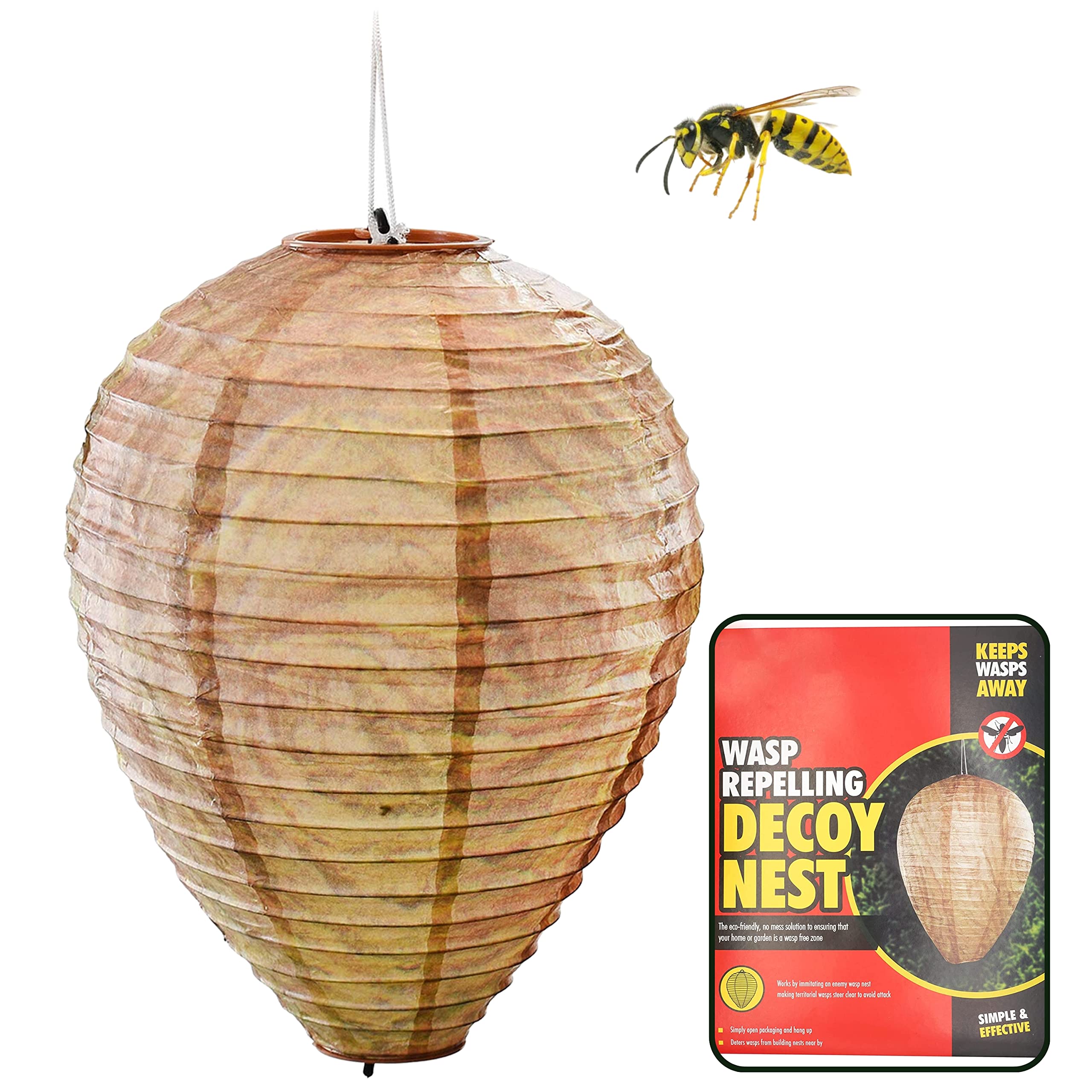 Wasp Nest Decoy, The Waspinator, Fake Wasp Nest, Hanging Wasps Repellent, Paper Hanging Deterrent Insect Protection, Fake Hornet Nest for Garden Outdoor