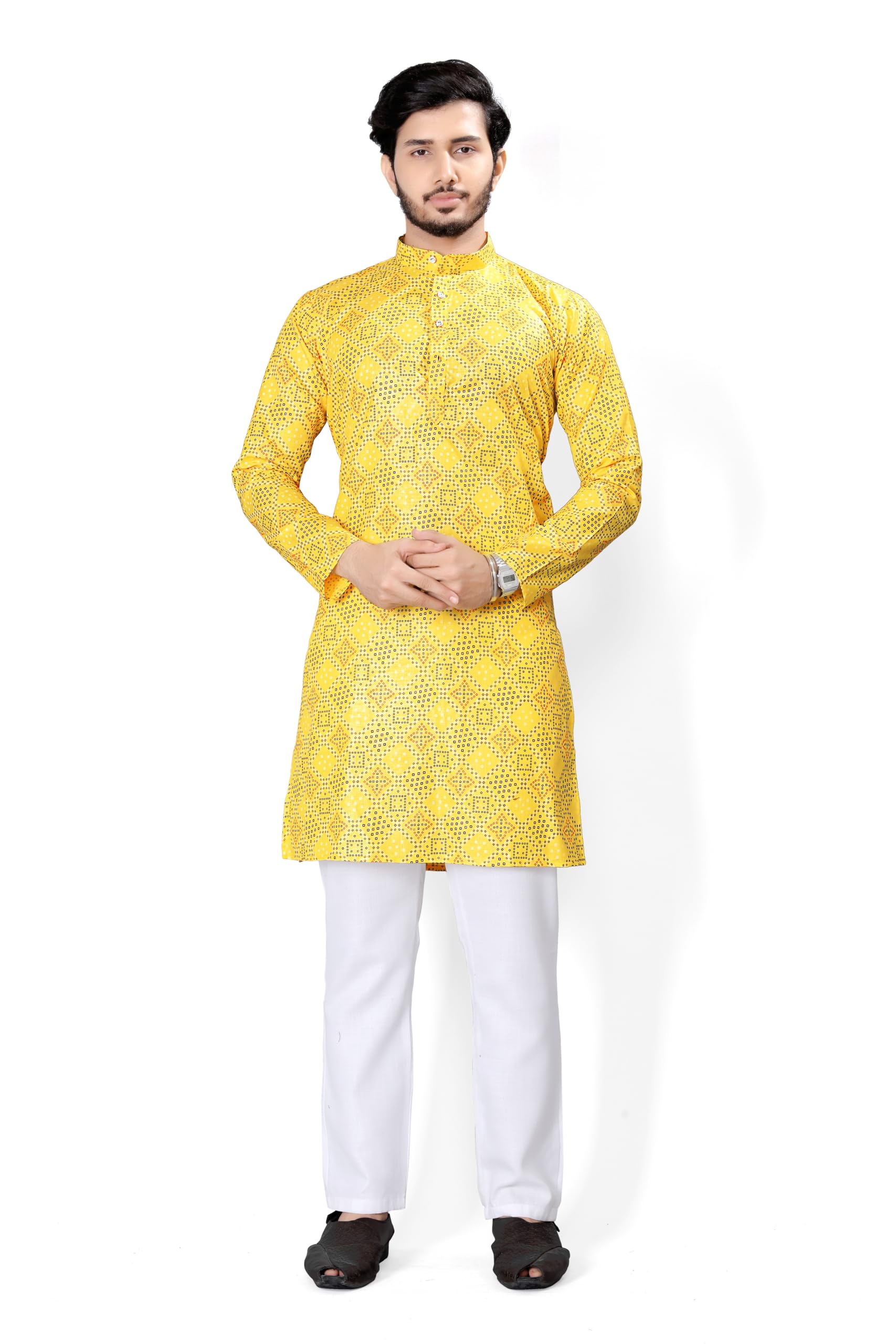 Mens Cotton Blend Printed Kurta for Comfortable Fit | Perfect for Casual and Semi Formal Wear Stylish and Elegant Traditional & Modern Fashion-image-39