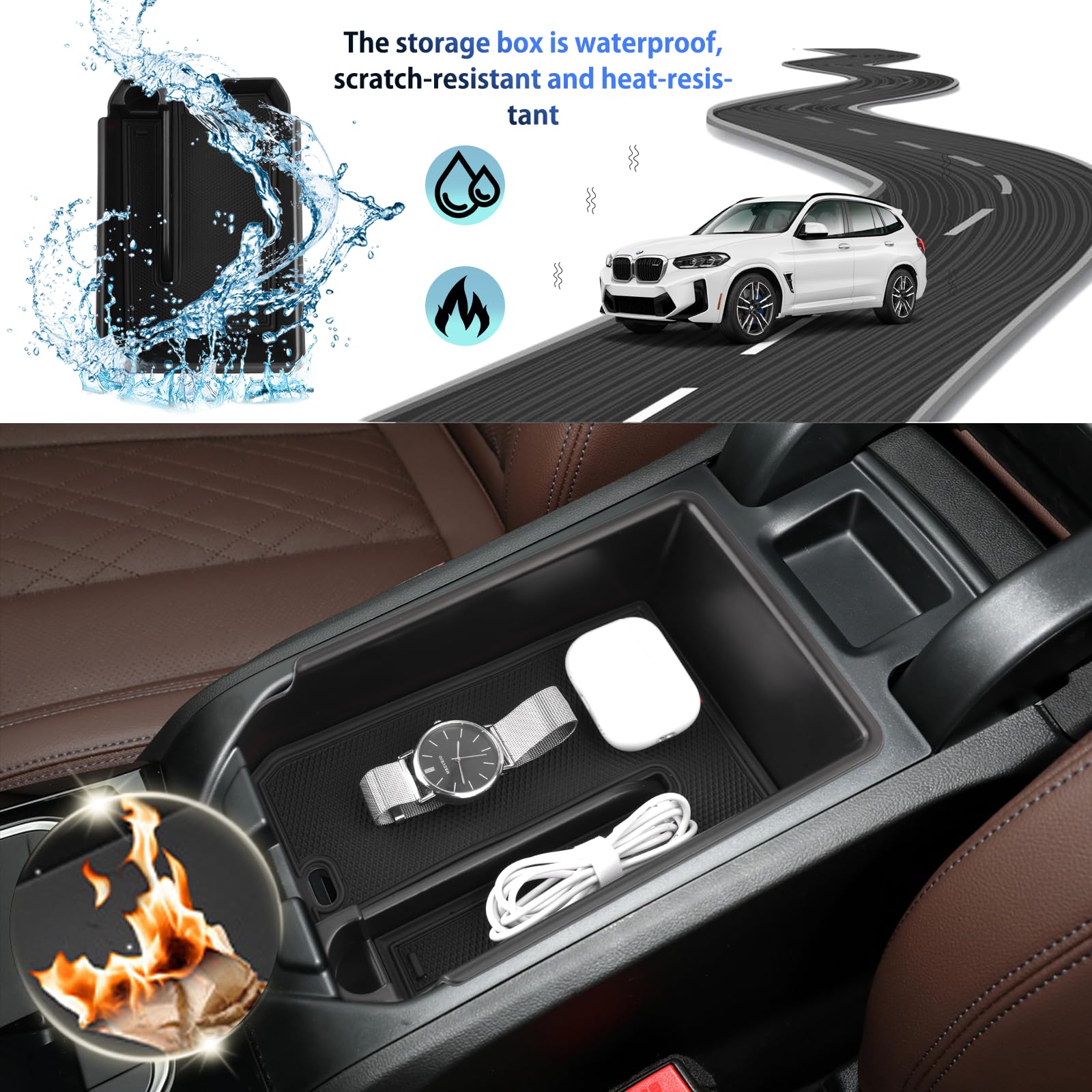 SHAOHAO Kompatybilny z BMW X3 G01 X4 G02 2018-2024, konsola środkowa, podłokietnik, pudełko do przechowywania, akcesoria, organizer środkowy, wielofunkcyjny schowek na rękawiczki BMW X3 G01
