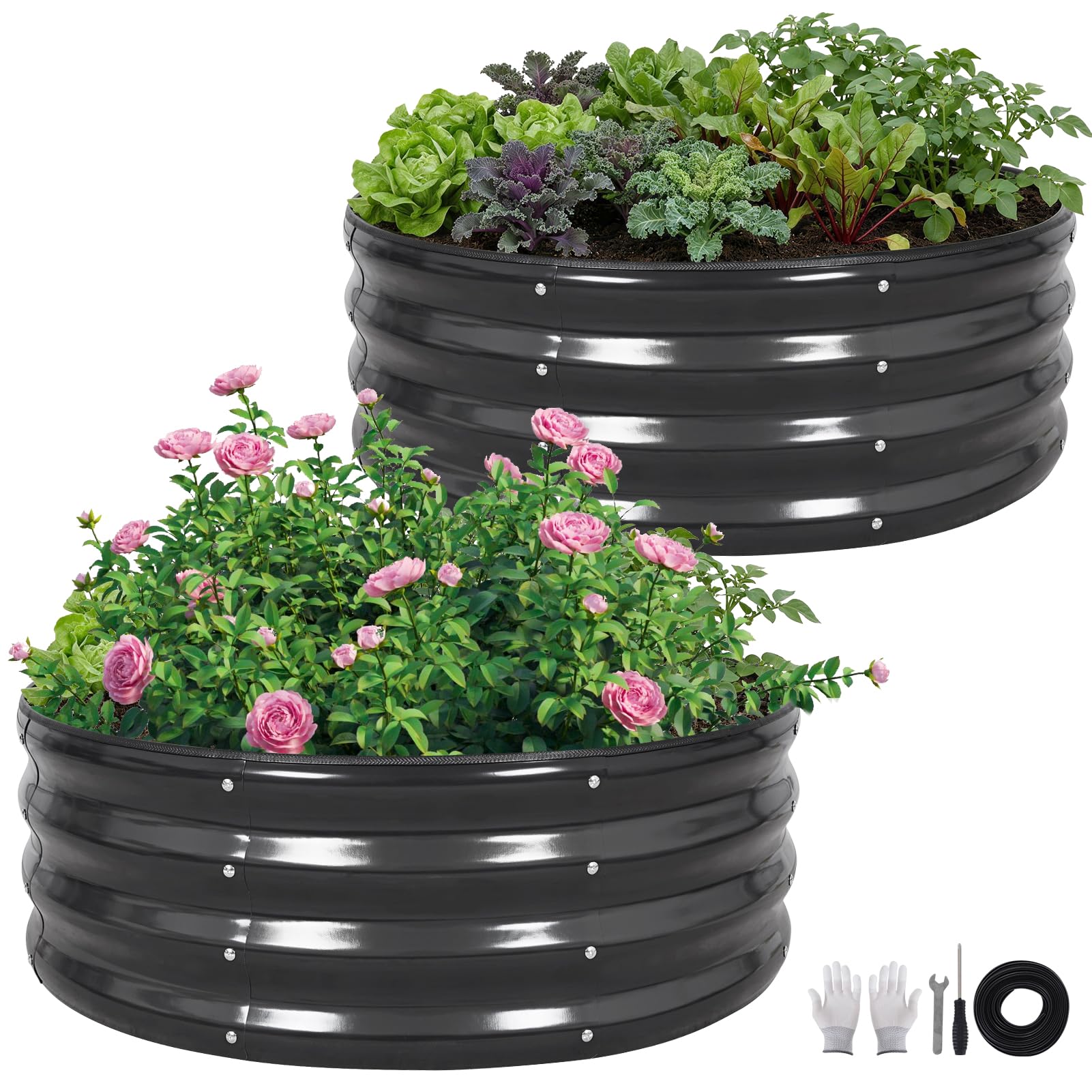 Galvanized Raised Garden Beds - 2 Pack 3x3ft -1 Galvanized Raised Garden Beds - 2 Pack 3x3ft -1