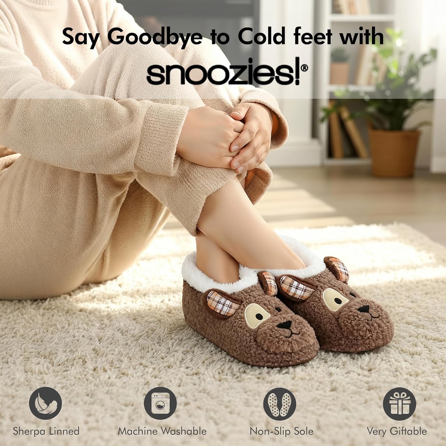 Snoozies Animal Slipper Socks for Women, Fuzzy Slippers Soft Non-Slip with Sherpa Lining, Cute Slippers - Image 2