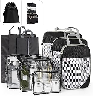 Instraella Compression Packing Cubes for Suitcases, 11 Set Packing Cubes Travel Accessories With 3 Compressible Packing Cubes, Travel Makeup Bag, Shoe Bag, Cable Organizer Bag For Carry On Luggage