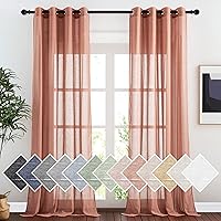 Vista 103 de NICETOWN Cortinas semitraslúcidas con textura de lino, con ojales, tratamiento de ventanas, cortinas verticales de lino con filtro de luz para sala