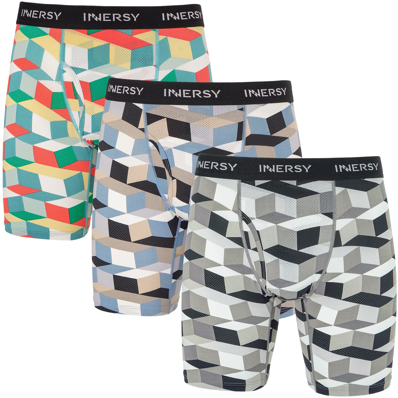INNERSY Calzoncillos Hombre Boxer Largos Ropa Interior Antirozaduras Bóxers Deportivos Ligeros 3 Pack