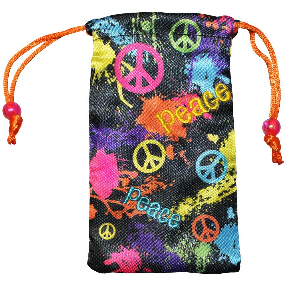 Amzer Universal Drawstring Bag Case Cover Pouch for Mobile Phone, MP3 Players, iPod, Electronics and Accessories - Retail Packaging - Splatter Paint & Peace