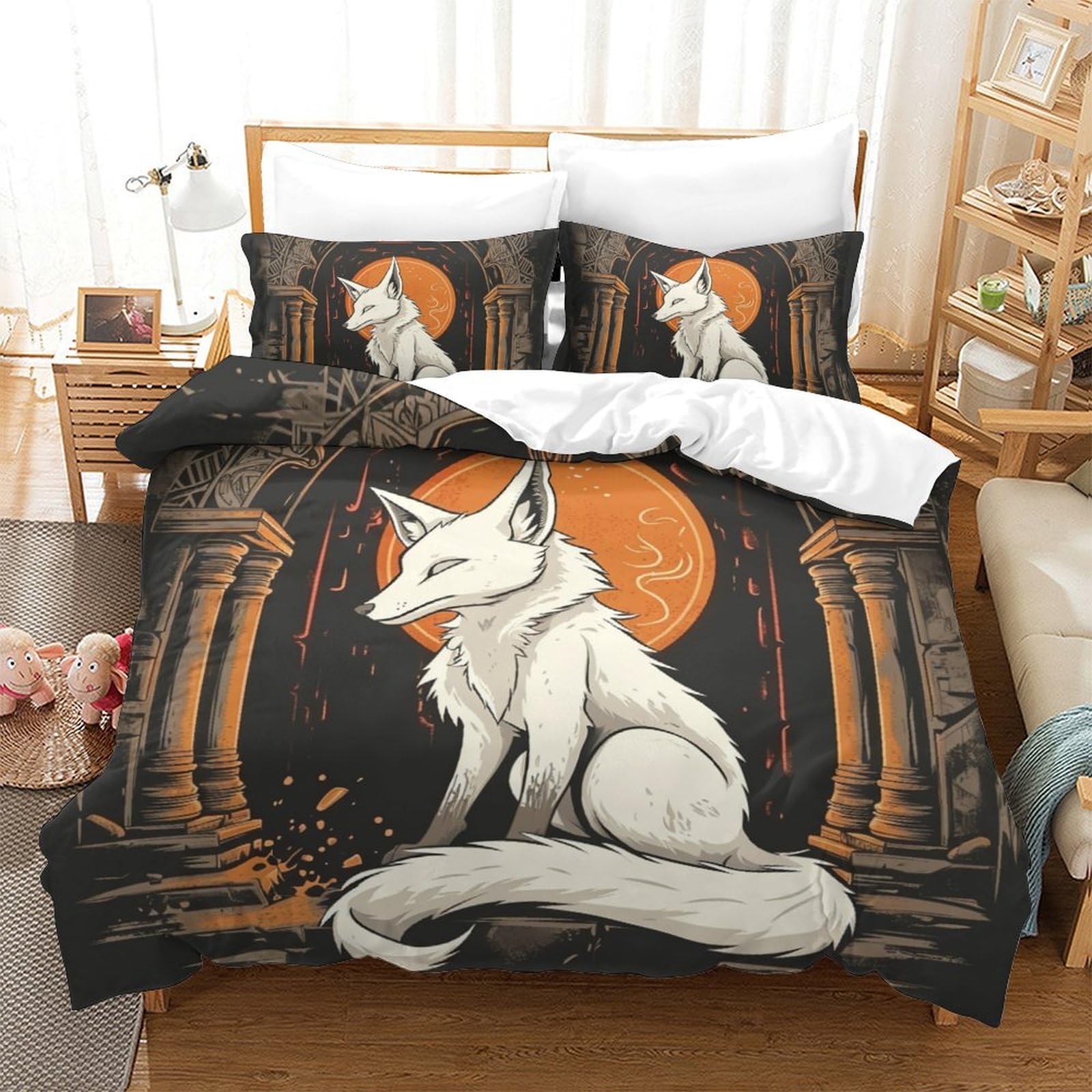 Housse de couette renard en microfibre anti-plis et respirante contre la chaleur nocturne