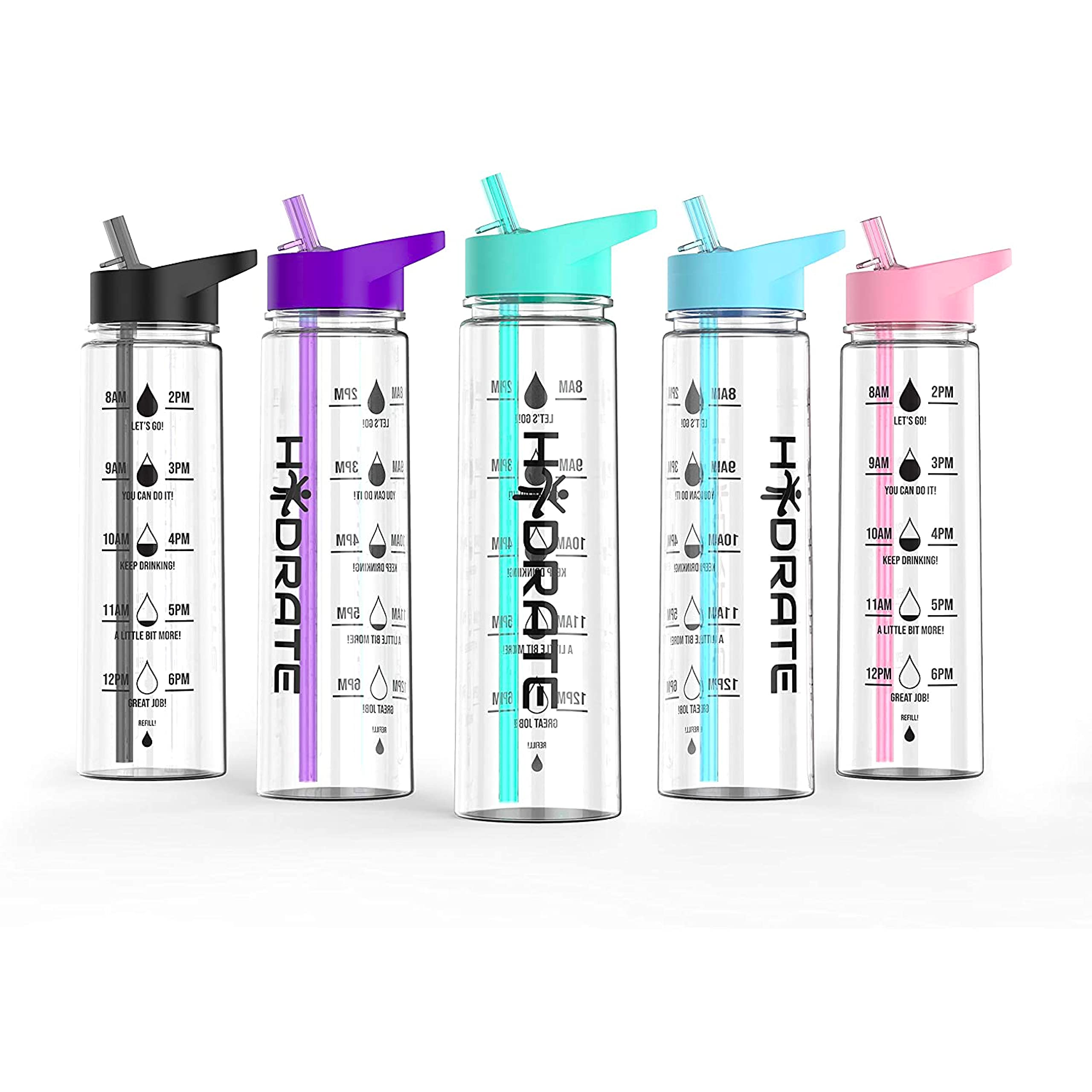 Buy HYDRATE Water Bottles Motivational premium 900ml water bottles with straw Daily water