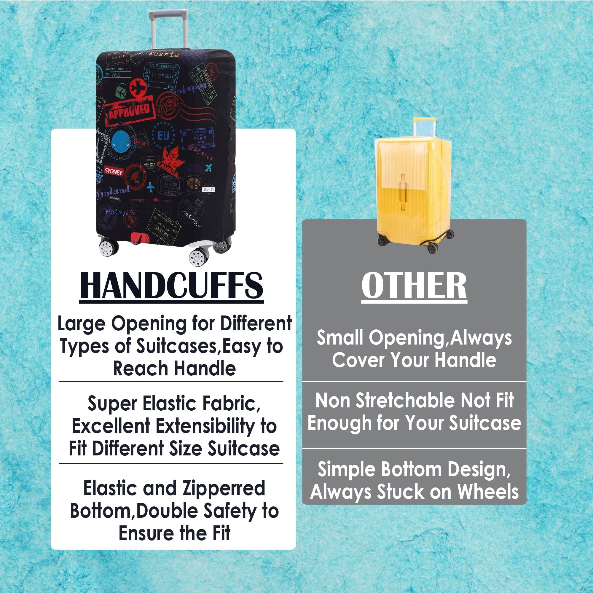 Handcuffs Funda para carrito de equipaje de poliéster, lavable, a prueba de polvo, antiarañazos, protector de maleta de viaje (XL - 31-32 pulgadas)
