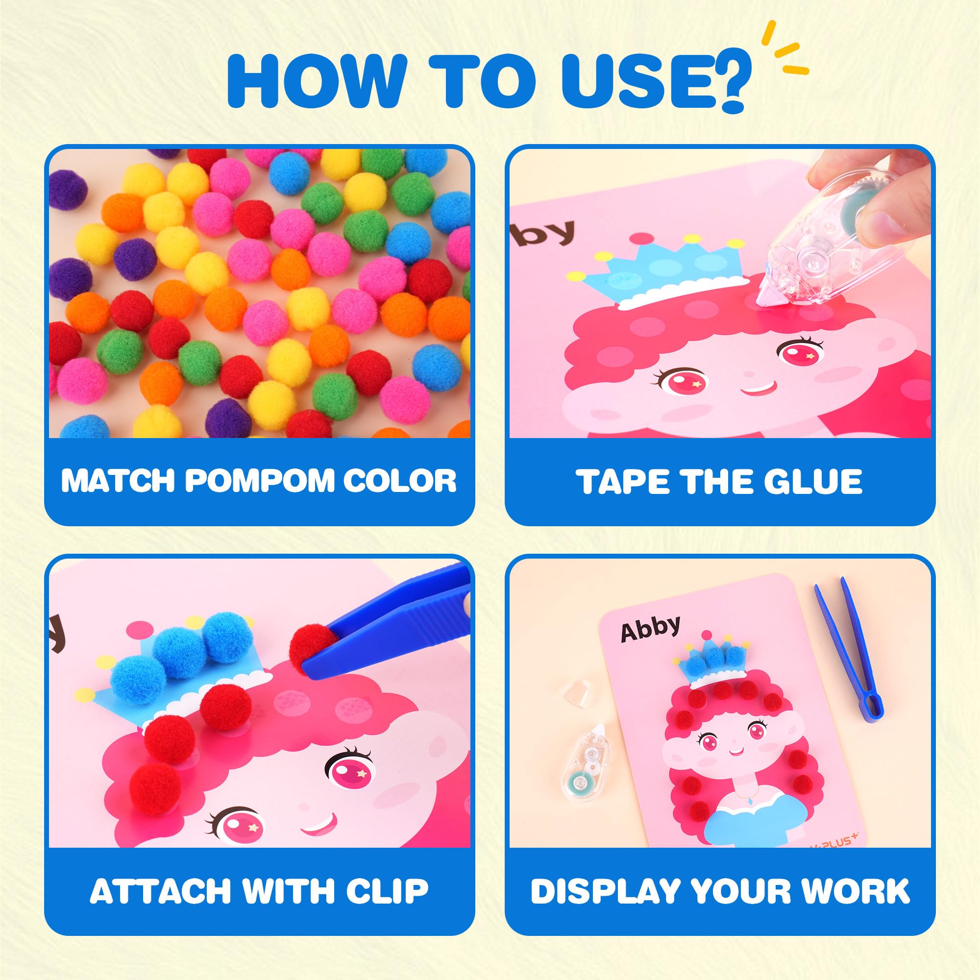 YPLUS Craft Kits for Kids Pompoms Arts and Crafts Ages 3-8, Educational Fine Motor Skills Toys - Image 3