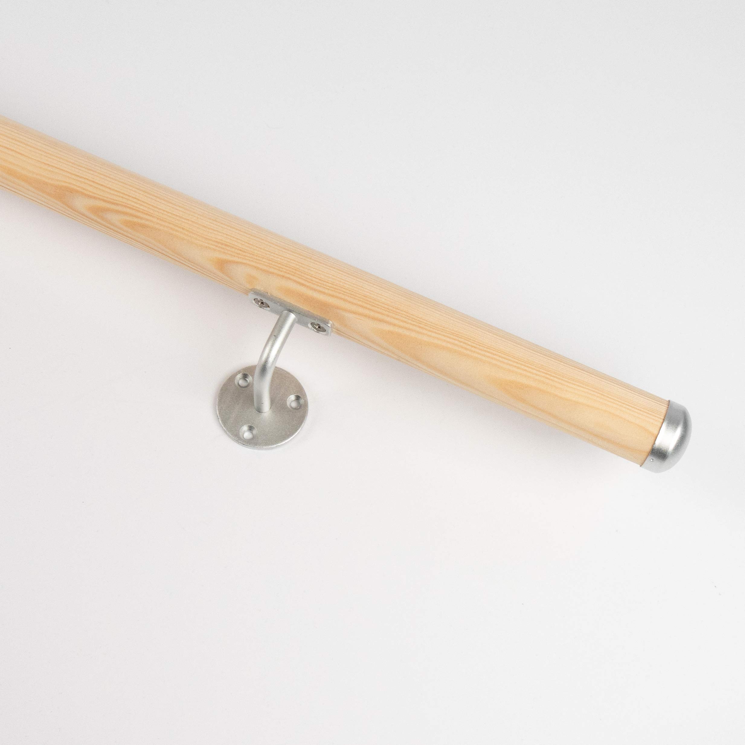 DOLLE Handlauf Massivholz Fichte unbehandelt Länge 150 cm (kürz- und verlängerbar) komplett mit Wandhaltern, Dübeln und Schrauben