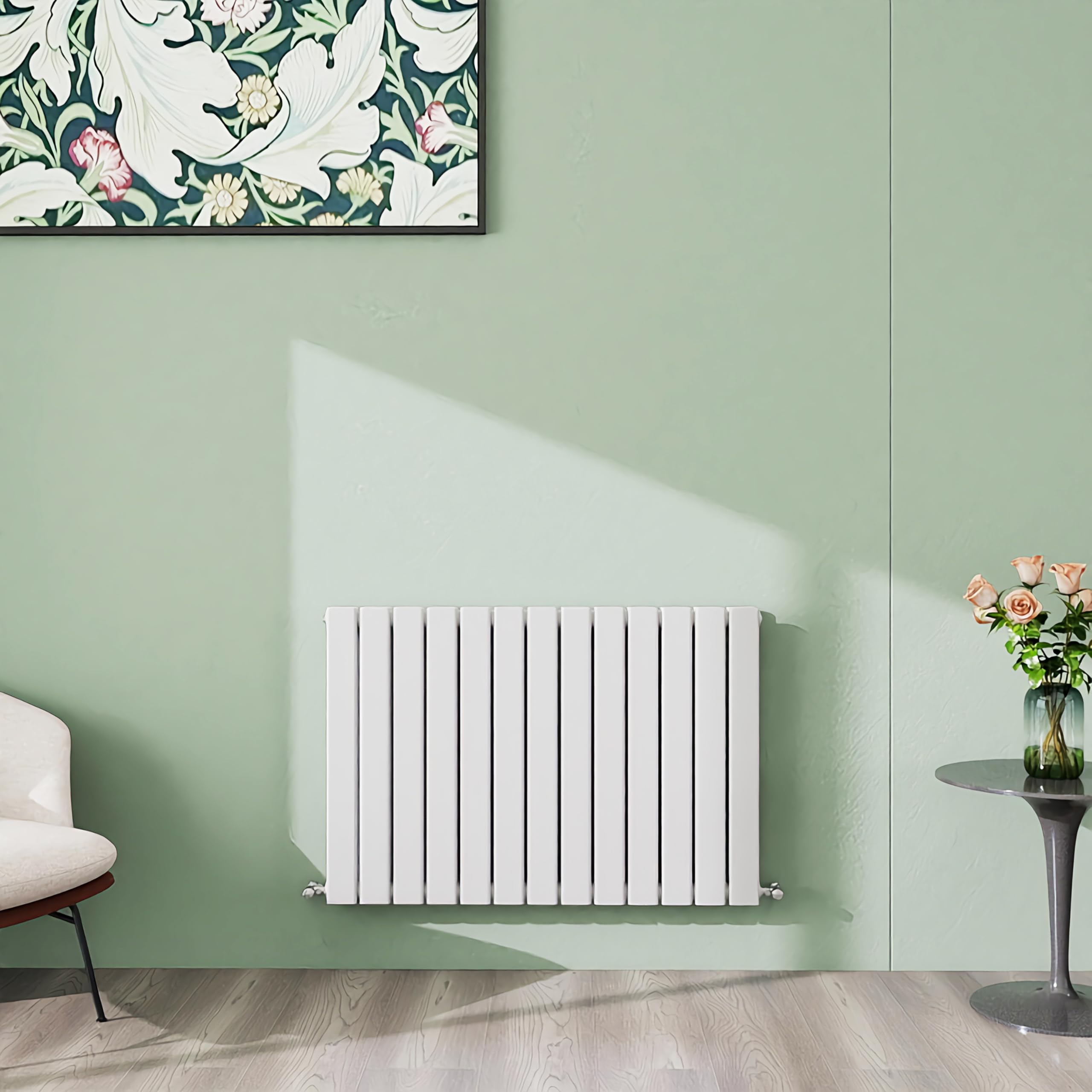 Simple Bathroom 600×884mm White Horizontal Designer Radiator Double Panel Modern Central Heating Flat Panel Radiators