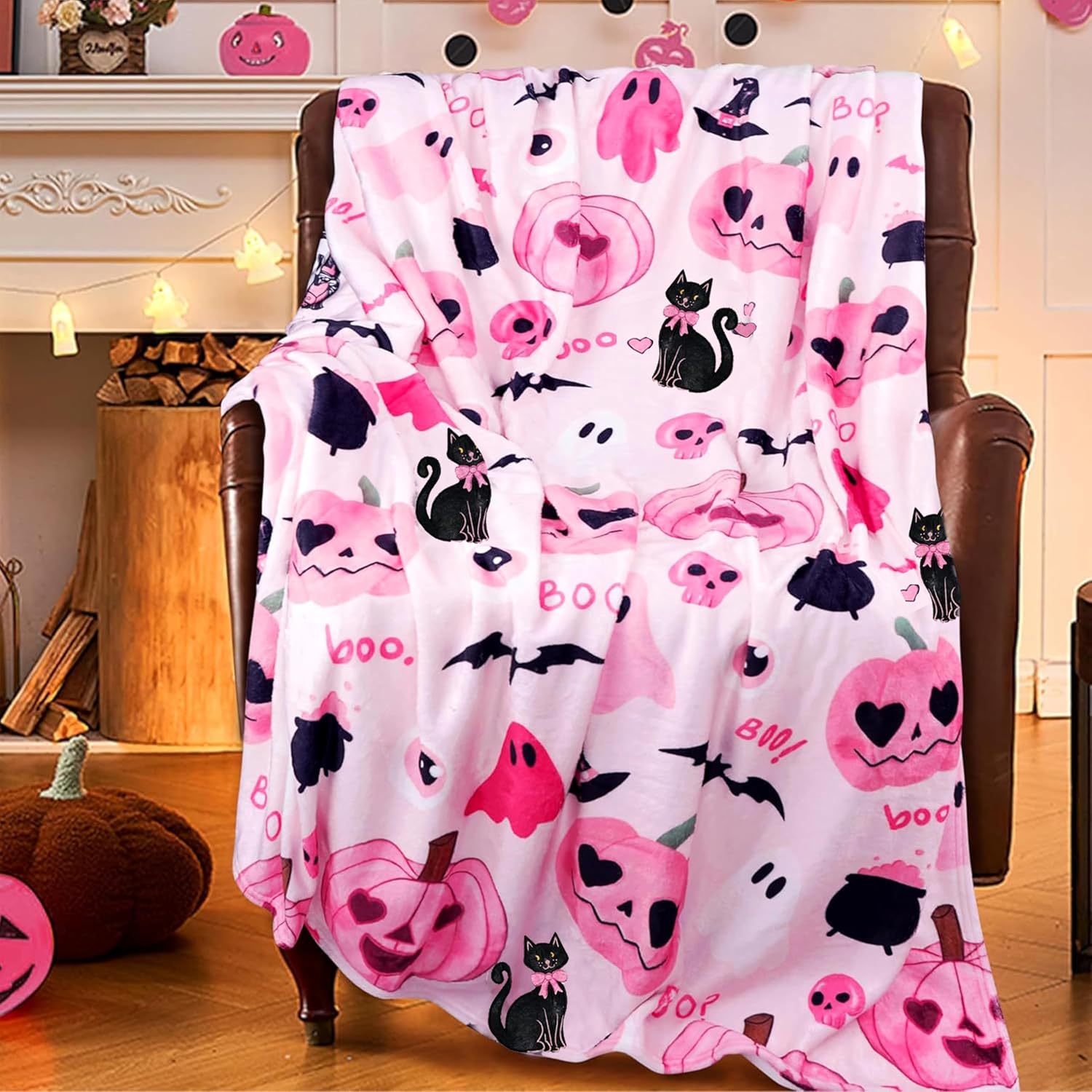 Throw Blanket Super Soft Cozy and Plush for Couch and Chair Halloween Blankets and Throws Pumpkin Spider Ghost Blanket(50" x 60")