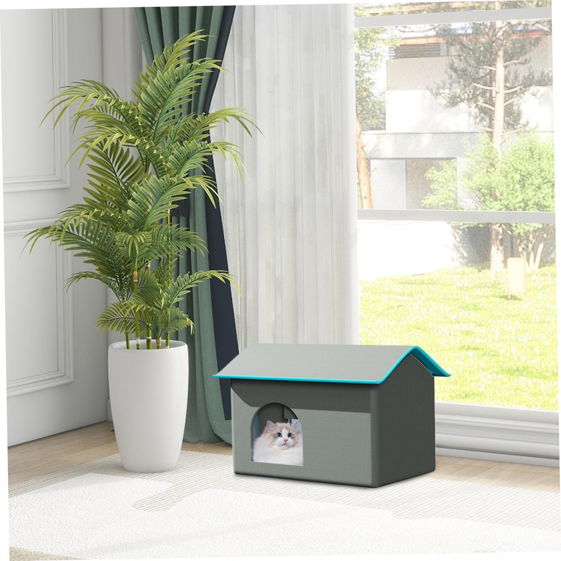 Cuccia Lovanio, Casetta Per Cani O Gatti, Cuccia Da Esterno O Interno 100 Made In Italy Beige 79x59h61 Cm 93420666