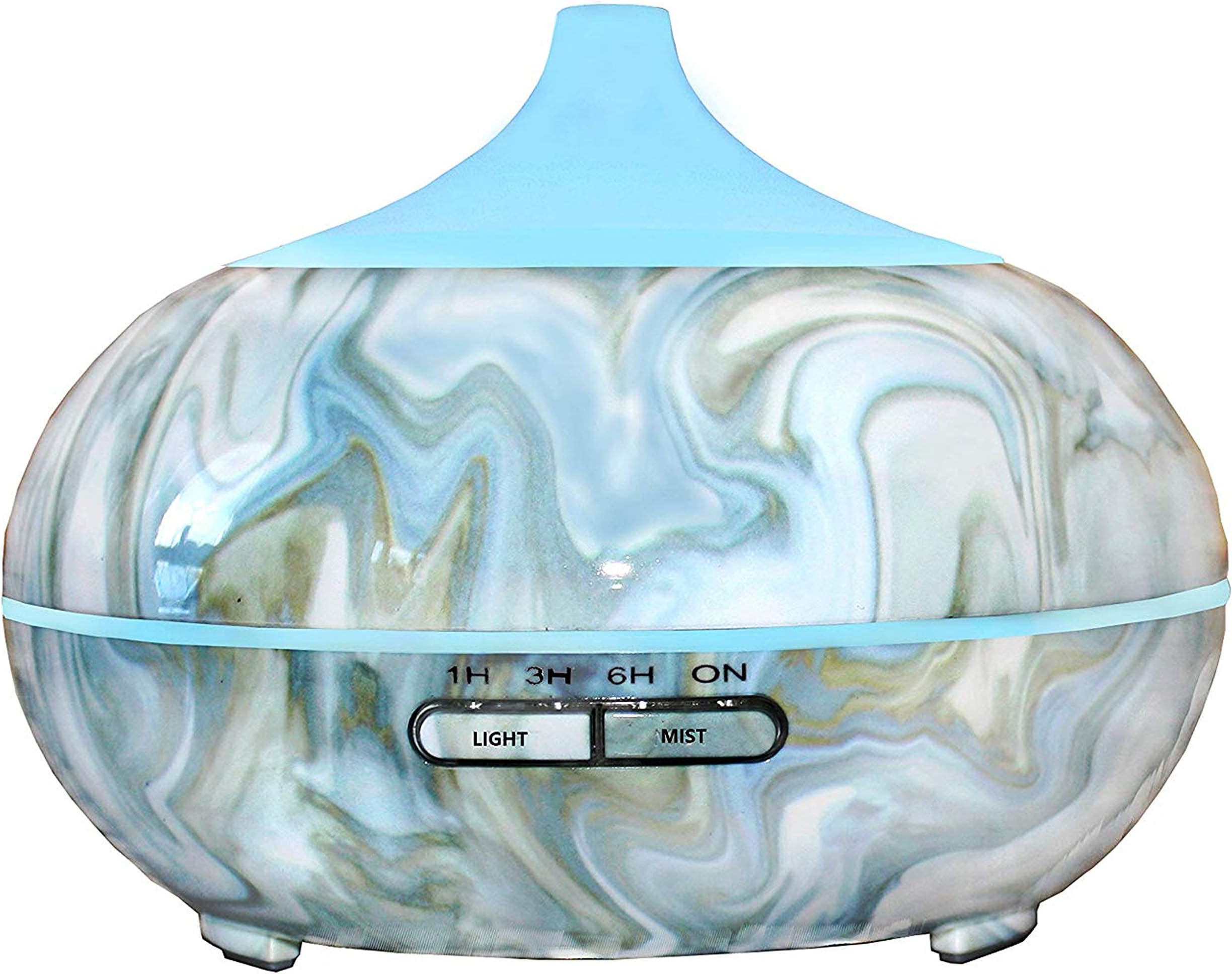 300ml Aromatherapy Essential Oil Diffuser Portable Ultrasonic Cool Mist Humidifier - 7 Color LED Lights Auto Shut-Off Home Bedroom Baby/Room - Blue Marble