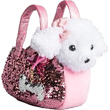 Little Jupiter Pet Plush Set with Wallet Reversible Sequins & Charms - Plush Toys for Children Aged 4567 Years - Plush Wallet - Plush Toys for Girls - White Labrador Doodle
