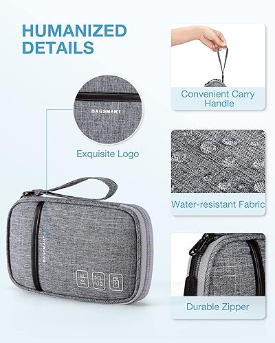 Vista 27 de BAGSMART Organizador de cables de viaje, organizador de cables de viaje, organizador electrónico, funda de viaje, artículos esenciales de viaje
