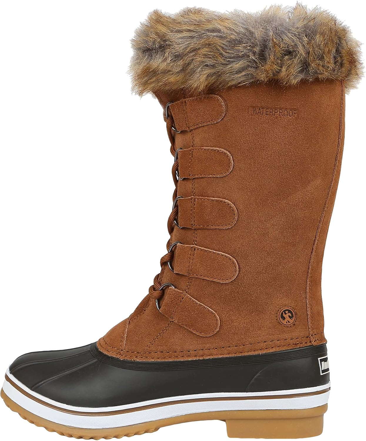 Northside Womens Katsura Snow Boot Waterproof Insulated Winter Boots Faux Fur Collar D-Ring Speed Lacing System Footwear with Washable EVA Insole, Caramel, Size 7