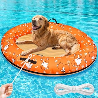 Large Dog Pool Float, Inflatable Dog Floats for Lake, Dogs Pool Raft with Rope, Tear-Resistant Stable Support Puppy Floatie for Small Medium Large Doggies