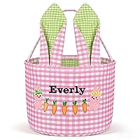 Vista 7 de Cesta de Pascua, cestas de conejo de Pascua, cesta portátil para búsqueda de huevos para recuerdos de fiesta y regalos, lindo conejo azul