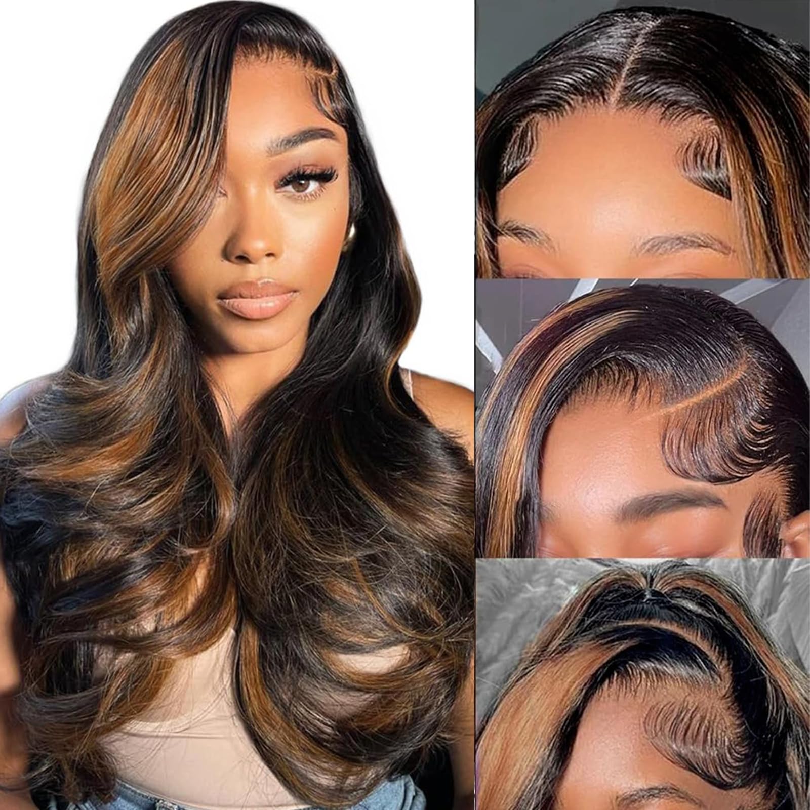 Photo 1 of 13x6 Ombre Lace Front Wigs Human Hair 200 Density 1B/30 Body Wave Human Hair Wigs for Women
