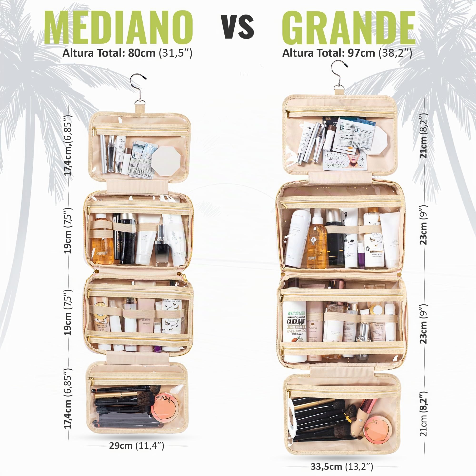 BOACAY Neceser Grande para Mujer y Niña, Bolsa de Aseo Colgante, Bolso Baño y Viaje, Organizador de Maquillaje, Kit para Cosméticos, Accesorios