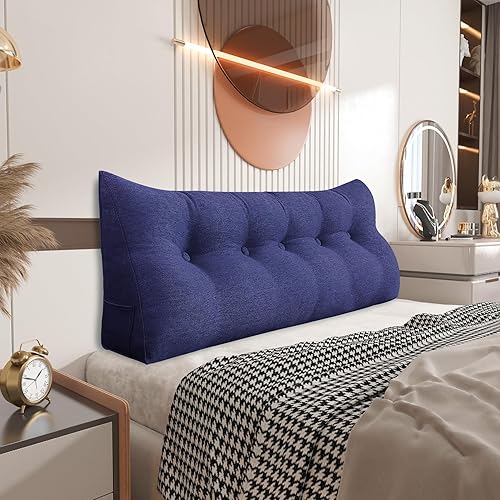 Almohadas de cuña para cabecero, almohada de lectura, almohadas de respaldo para sentarse en la cama, cojín triangular grande, cojín de algodón y