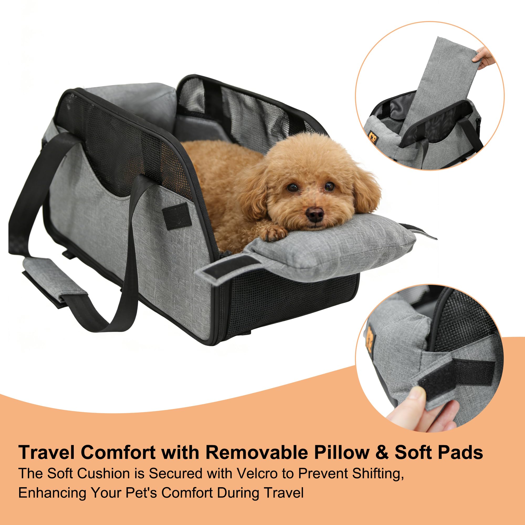 GeerDuo Center Console Dog Car Seat for Small Dogs with Mesh, Dog Booster Seat with Upgraded Safety Tethers, Detachable Washable Pet Car Seat Travel Bed Under 25lbs(Mesh) - image 2