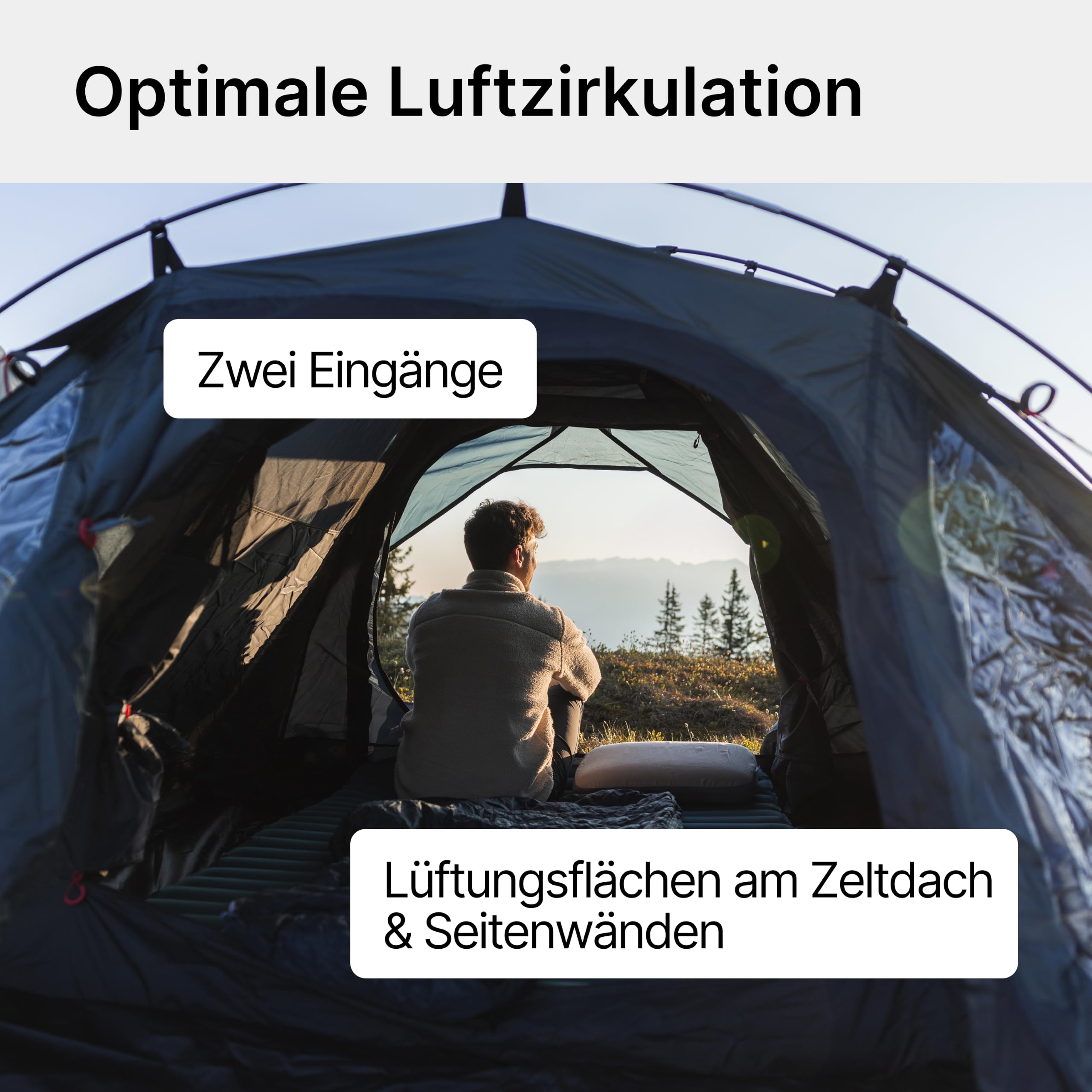 qeedo Quick Oak Campingzelt - Sekundenzelt mit innovativem Quick-Up-System, stabil & wasserdicht, ideal für Camping & Festival, Komfort-Zelt für bis zu 3 Personen, mit Vorraum & Moskitonetz aus Mesh
