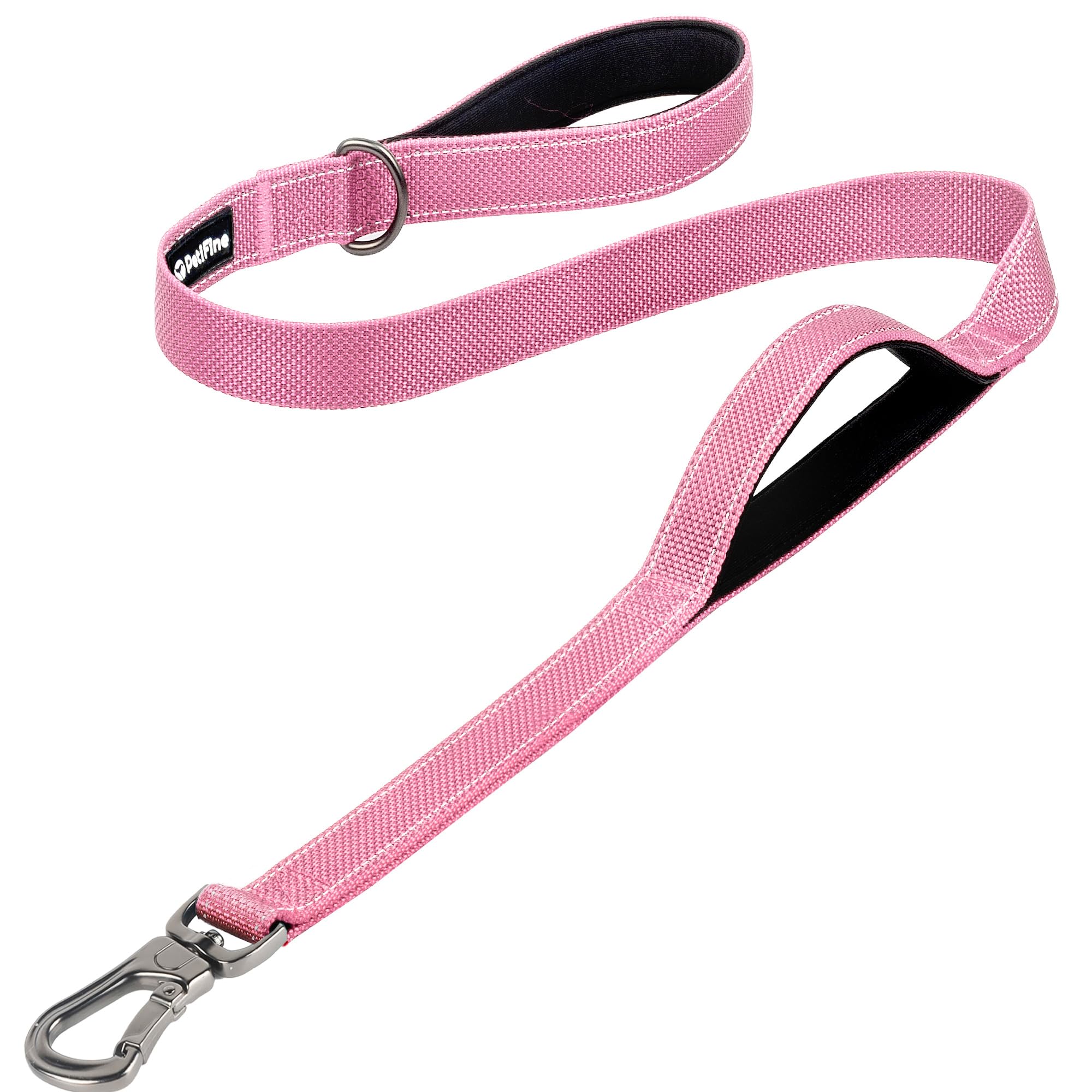 PetiFine 4FT Heavy Duty Dog Leash with Soft Padded Double Handle, Durable Strong Clasp Dog Leashes, Reflective Nylon Walking Lead for Large,Medium,