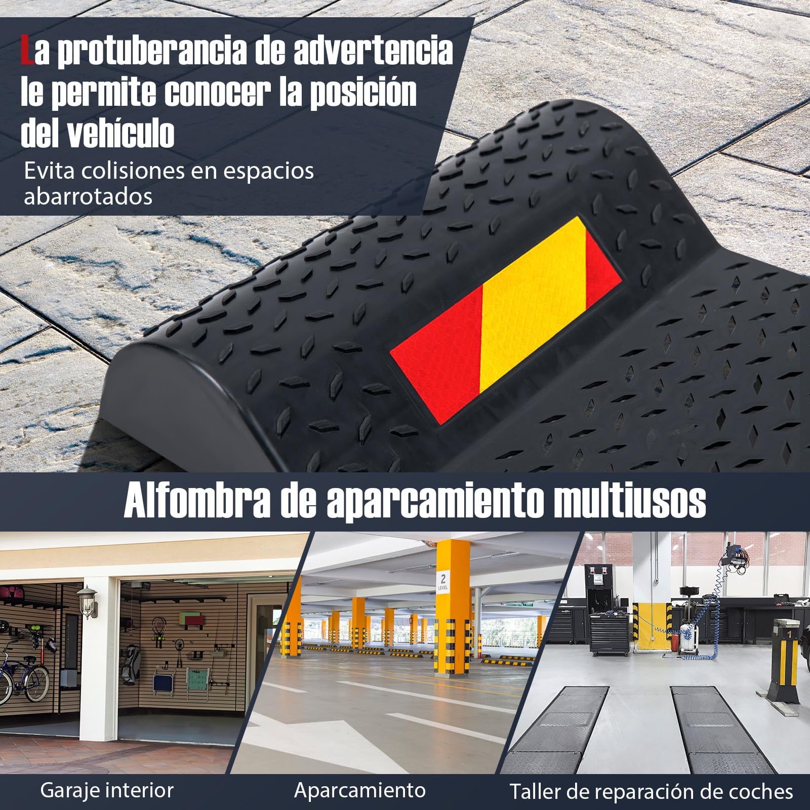 COSTWAY 2 Tapetes Antideslizantes para Estacionamiento, Ayuda para Aparcamiento, Tapete Antideslizante Colchoneta de Posición, Tapeta de Freno Ayuda de estacionamiento, 53 x 25,5 x 5 cm