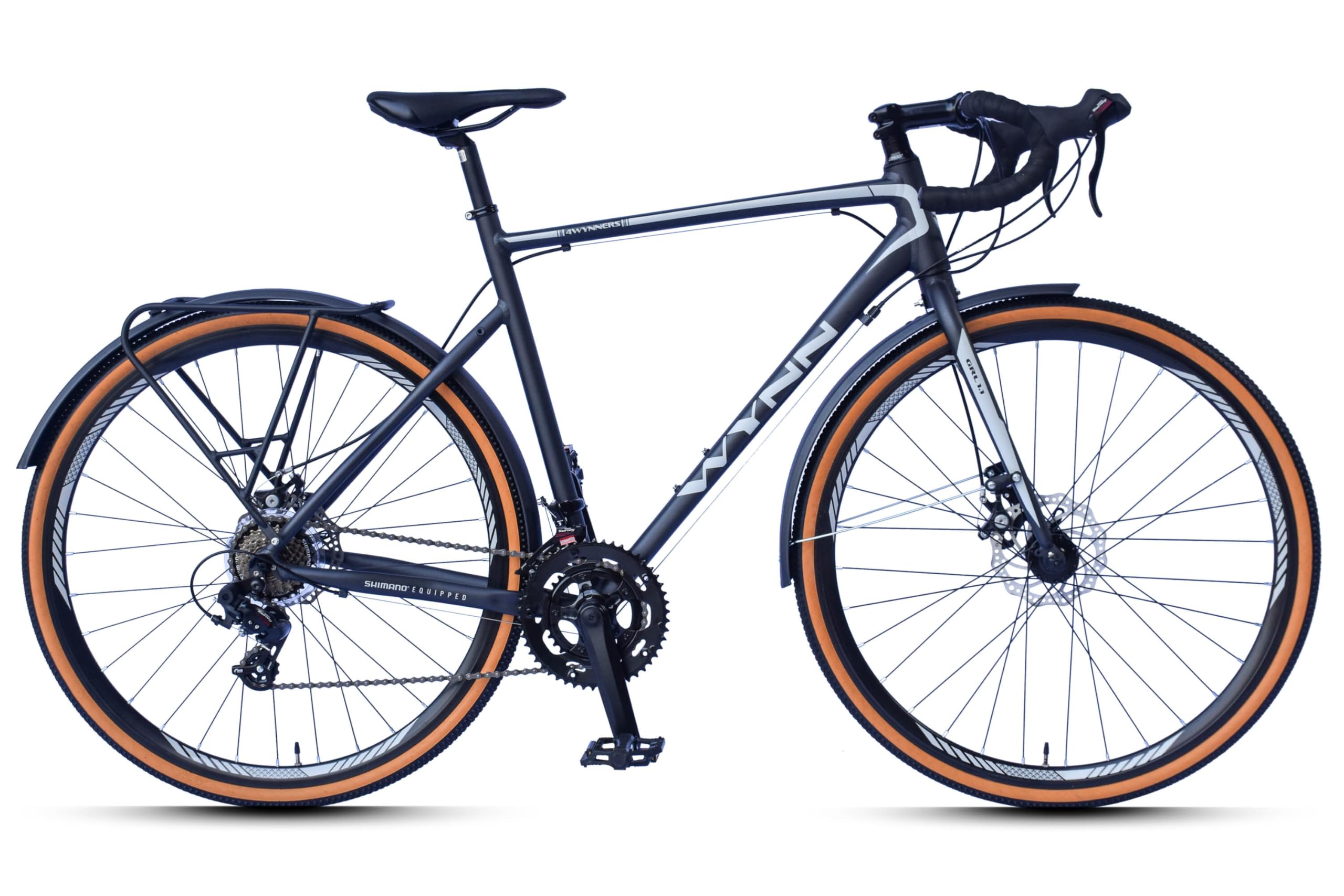WYNN Gravelbike 28 Zoll GRL1.1 grau Rahmenhöhe 54/56/58/60 cm Damen Herren 14 Gänge Gepäckträger Schutzbleche