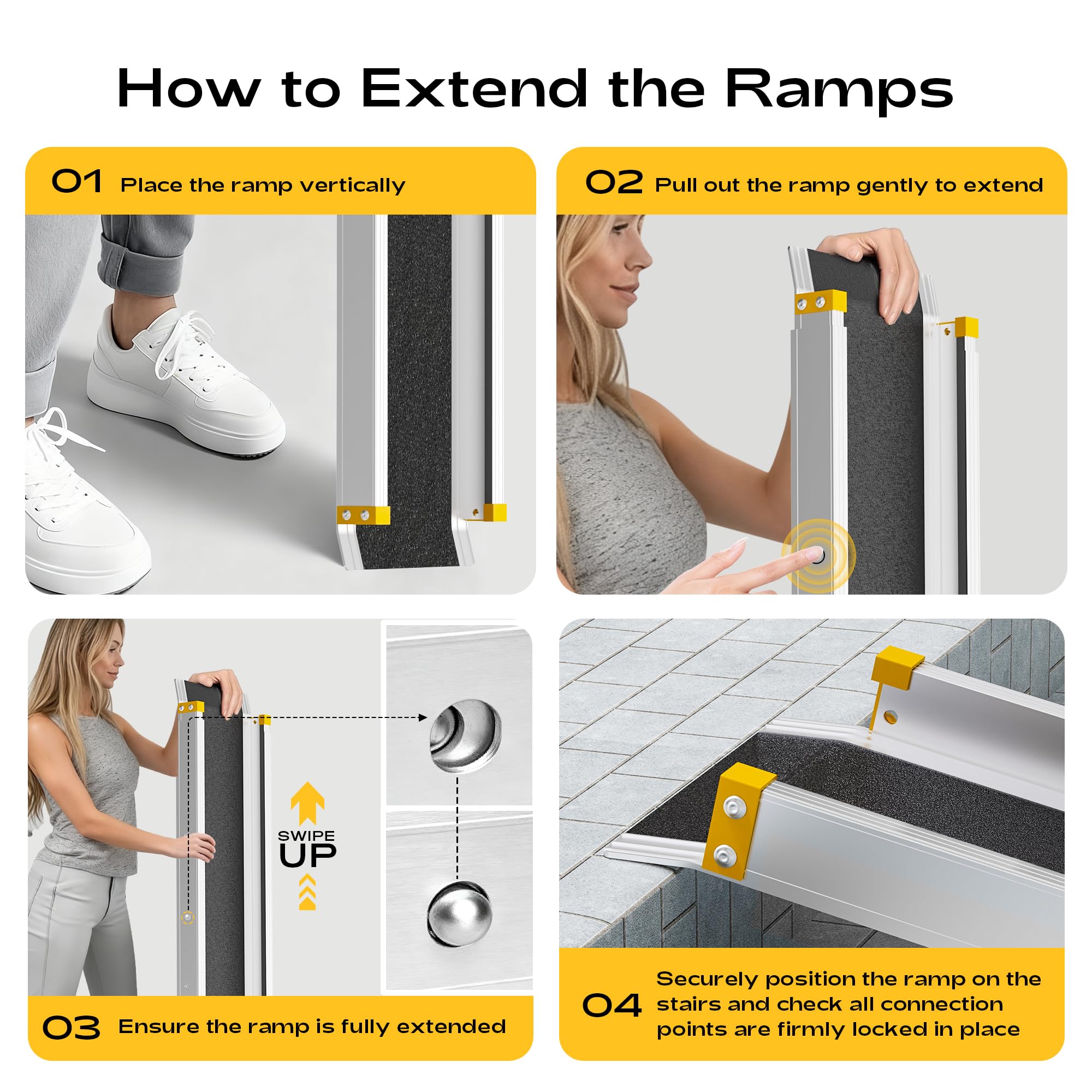 Rampa telescópica ajustable de 6 pies para sillas de ruedas, rampas portátiles para silla de ruedas para escalones, umbral de hogar, puertas con bolsa de almacenamiento, capacidad de 600 libras