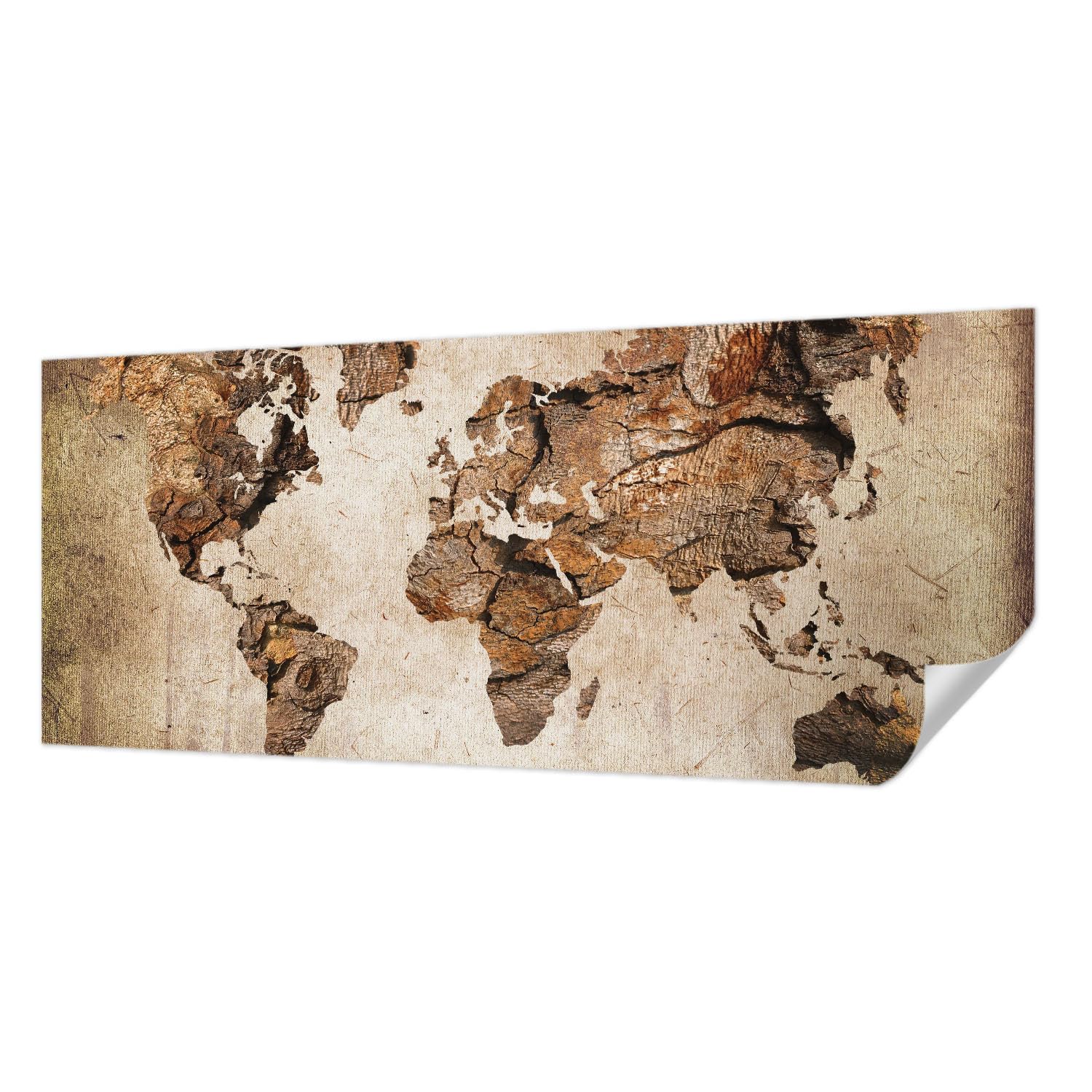 Papier peint adhésif résistant aux taches 250x104 cm décor panoramique carte en bois