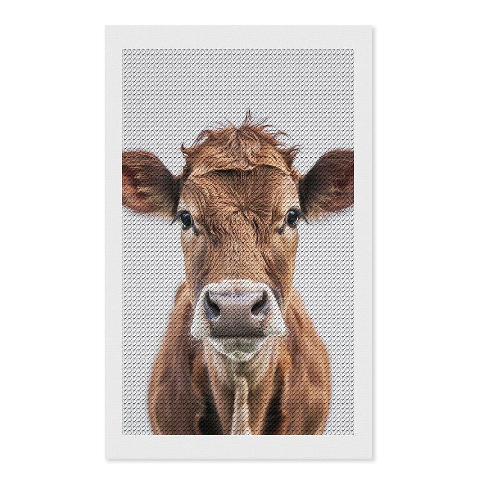 Junmoney Cow Face 5D Diamond Painting Kit 12"x20", Relaxing DIY, Mindful Craft Project, Full Kit Included, Thoughtful Present