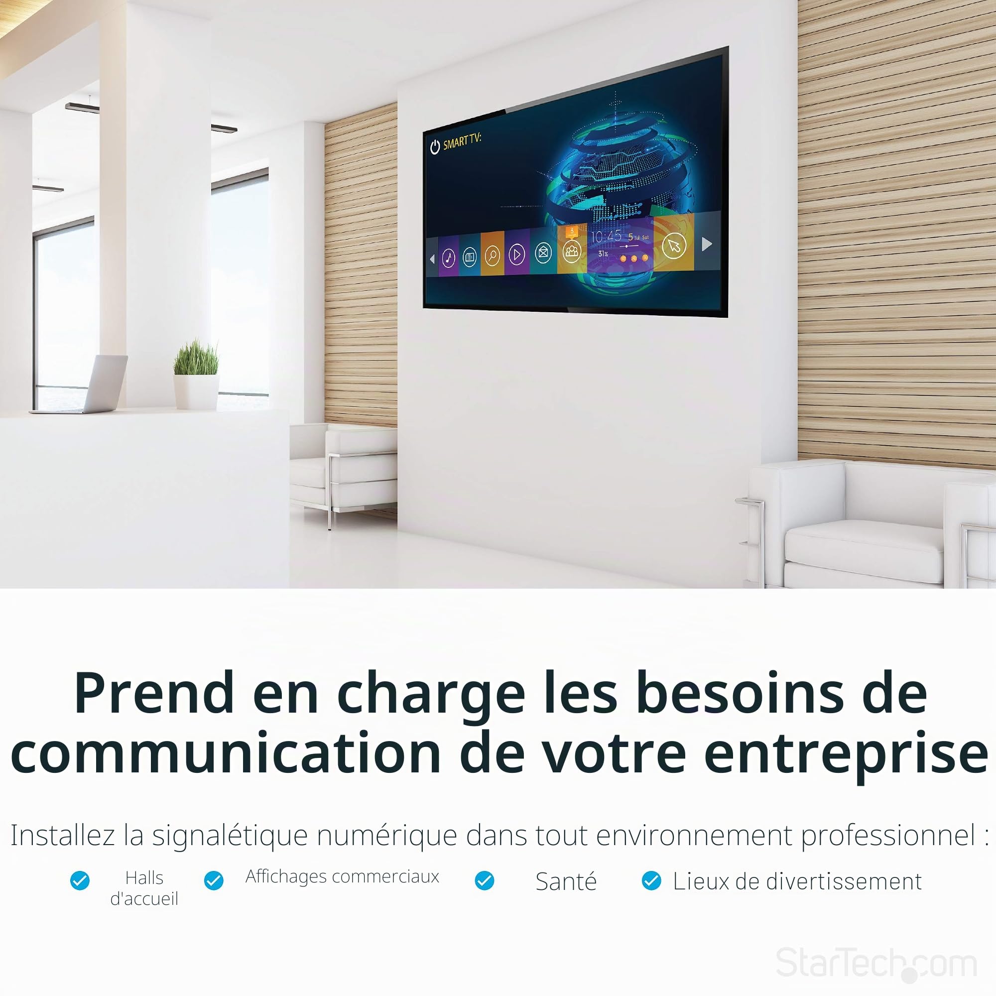 StarTech Support Mural TV Mouvement Complet 32 à 55 pouces (FPWARTB1M) | VESA, Orientable, Inclinable, Bras articulé, TV LCD LED, Profil bas, Universel