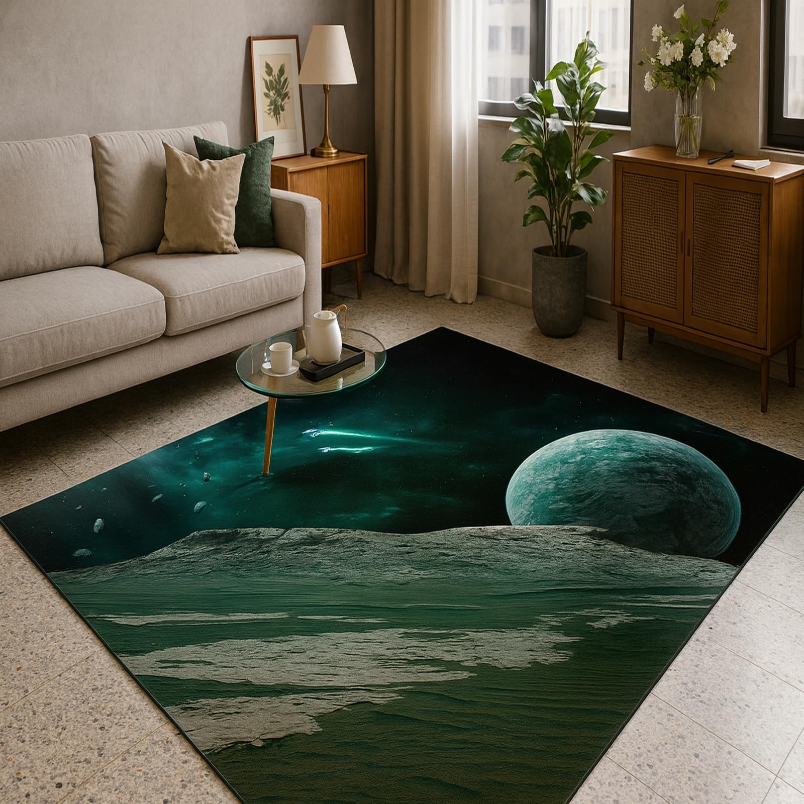 Tapis pour salon moderne Rururug vert abstrait 160x230cm antidérapant et doux