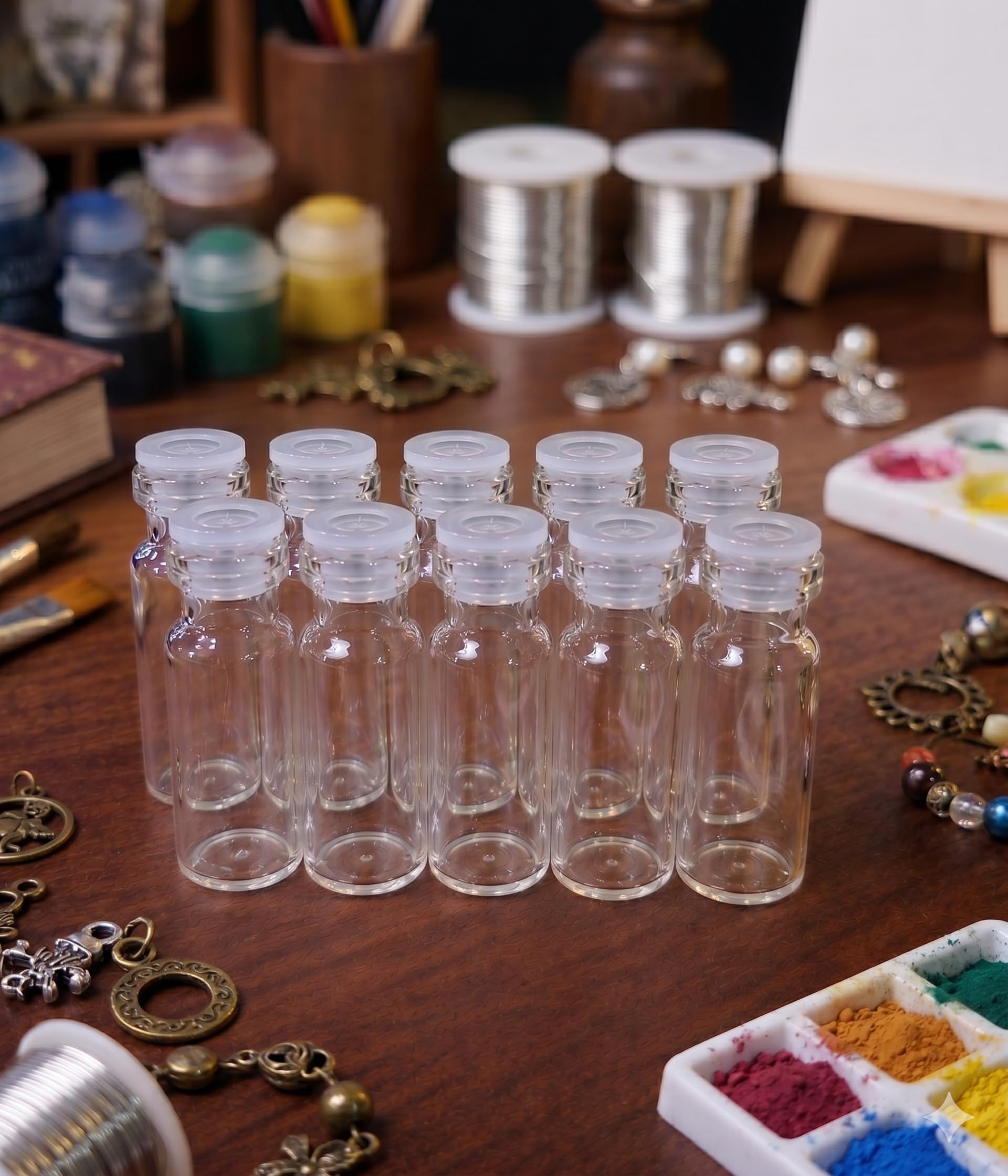 Mini Glass Craft Vials with Cap – 2ml Clear Bottles for DIY & Art (10-Pack)-image-40