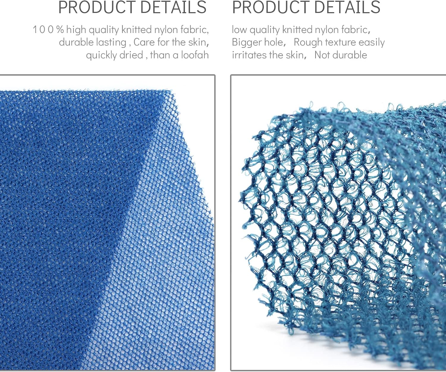 3 Pieces African Bath Sponge African Net Long Net Bath Sponge Exfoliating Shower Body Scrubber Back Scrubber Skin Smoother,Great for Daily Use (Blue)